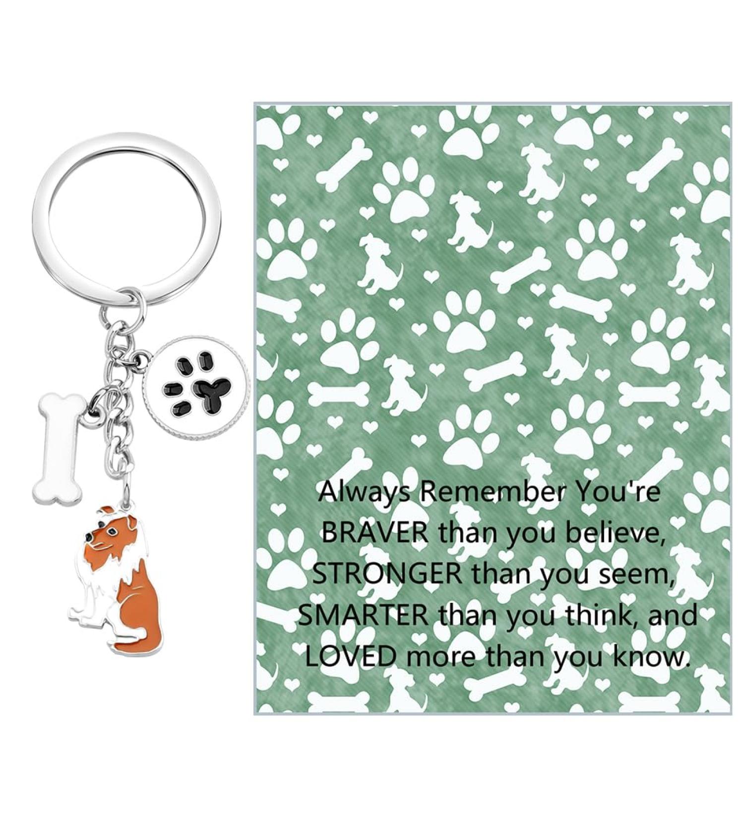 Ensianth Dog Keychain | Perfect Gifts for Dog Lovers & Owners | Paw Print Design | Ideal for Moms & Dads | Cute Shetland Sheepdog Keyring - Buy Online on GoSupps.com