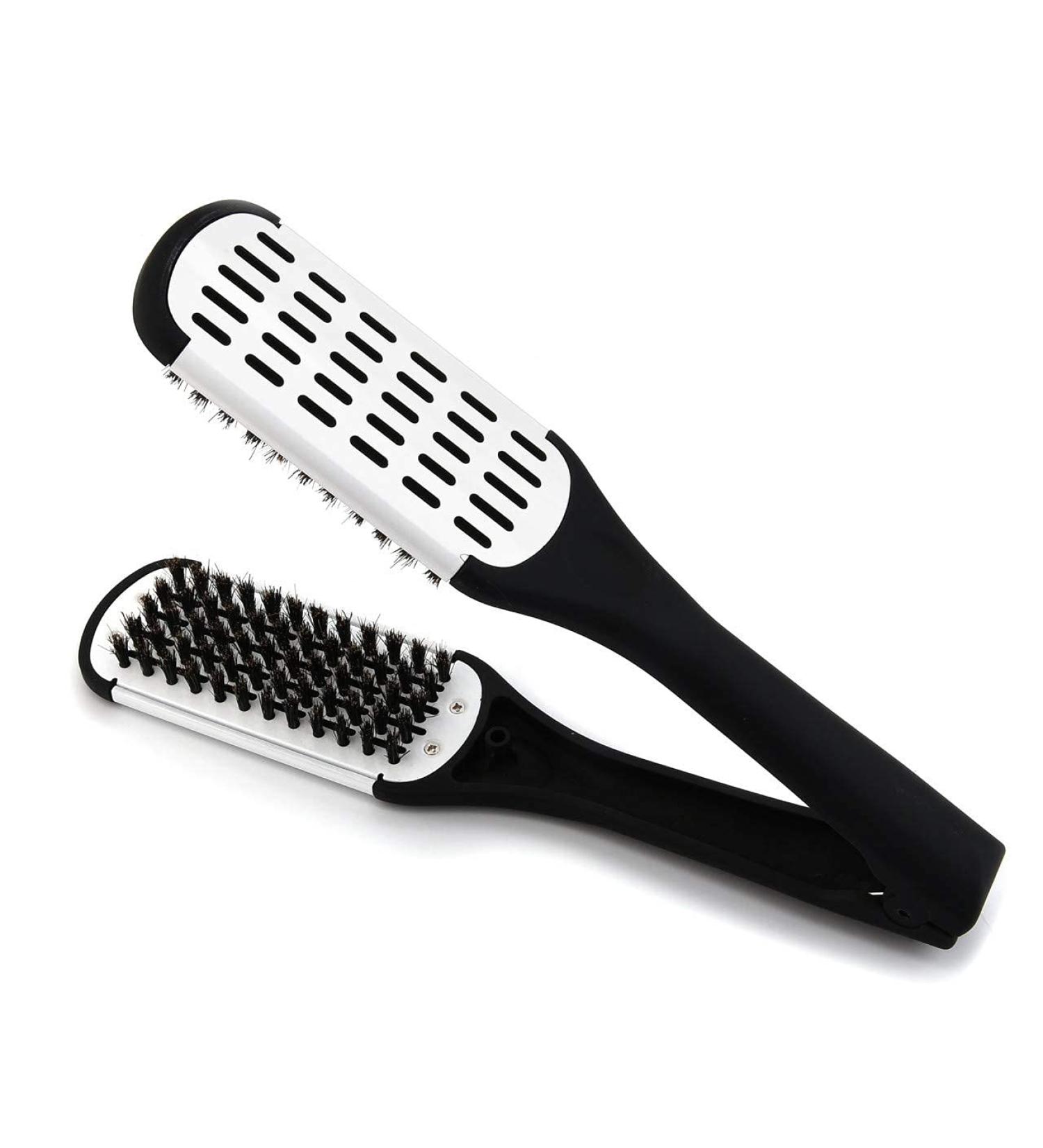 CCbeauty Boar Bristles Clamp Double Sided Hair Straightening Brush Comb - Glossy White - Buy Online on GoSupps.com