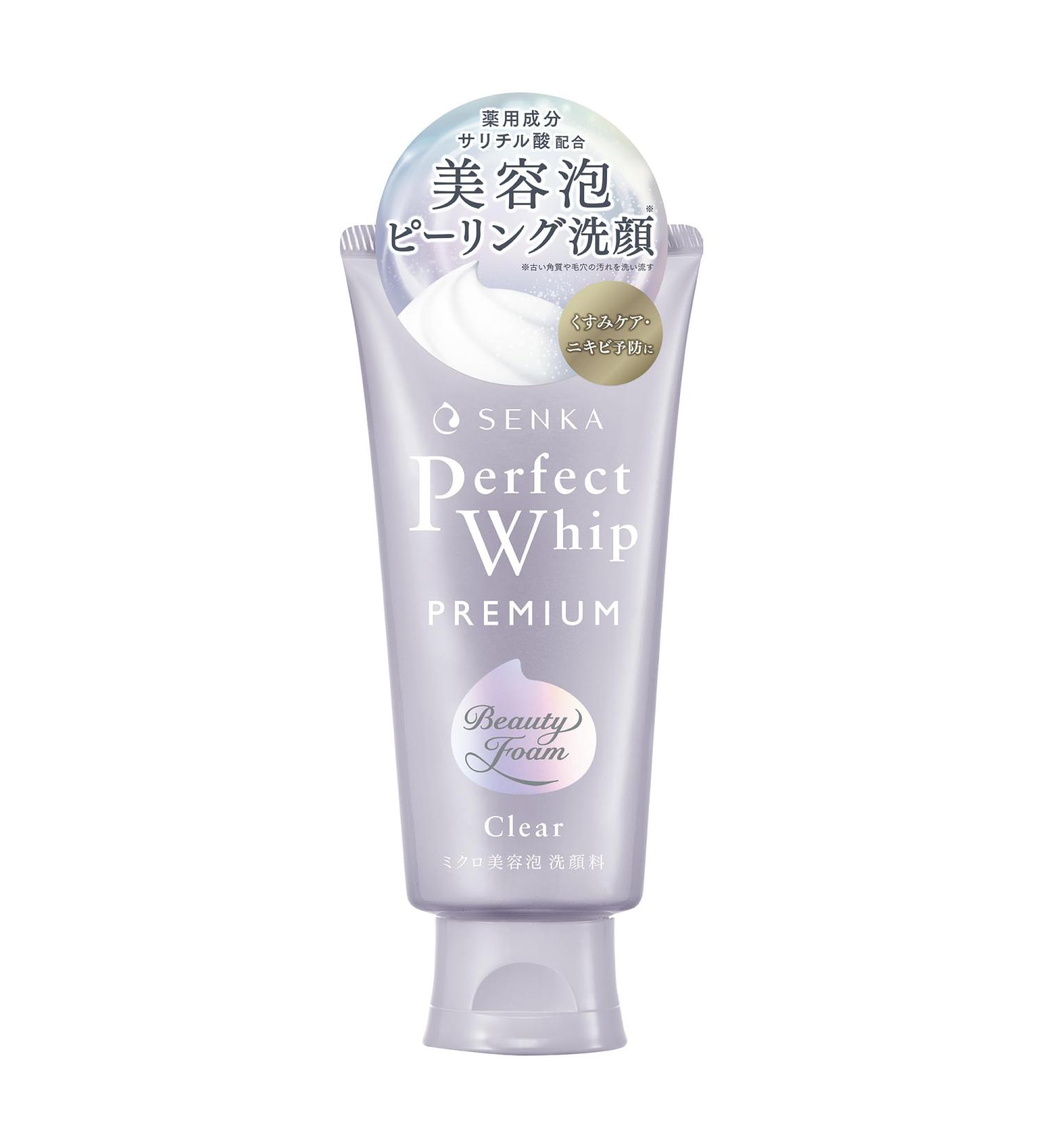 SENKA Perfect Whip Premium Clear Facial Cleanser deep pore cleansing foam with ultrafine micro bubbles gentle makeup removal moisturizing for all skin types 120 g