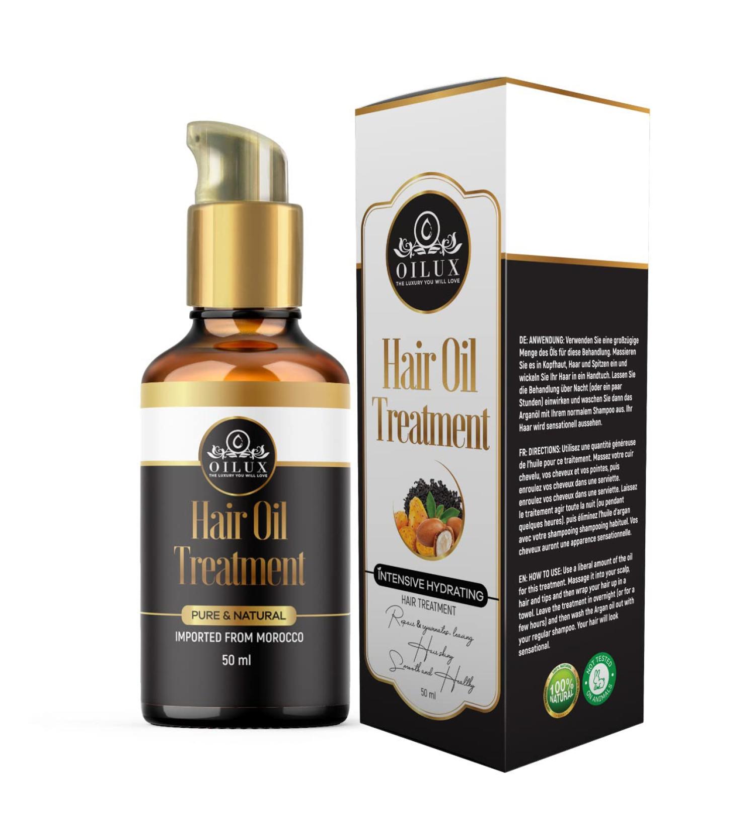 OILUX Hair Oil Organic Invigorating Hair Tonic Strong Hair & Healthy Scalp - Natural Cosmetics Hair Oil Against Hair Loss Hair Growth Care for Hair - Vegan & Cruelty Free Cosmetics for Women & Men