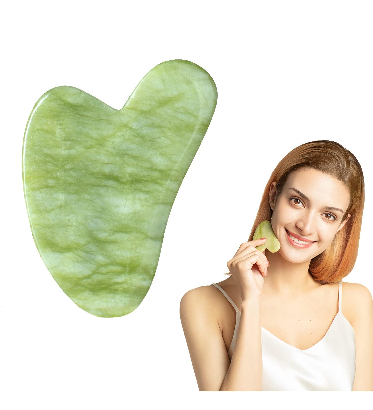 STARR-GIA Certified 100% Xiuyan Jade Gua Sha Massage Tool | Facial Massager for Puffiness | Promotes Blood Flow | Face Sculpting and Trigger Point Acupuncture - Buy Online on GoSupps.com
