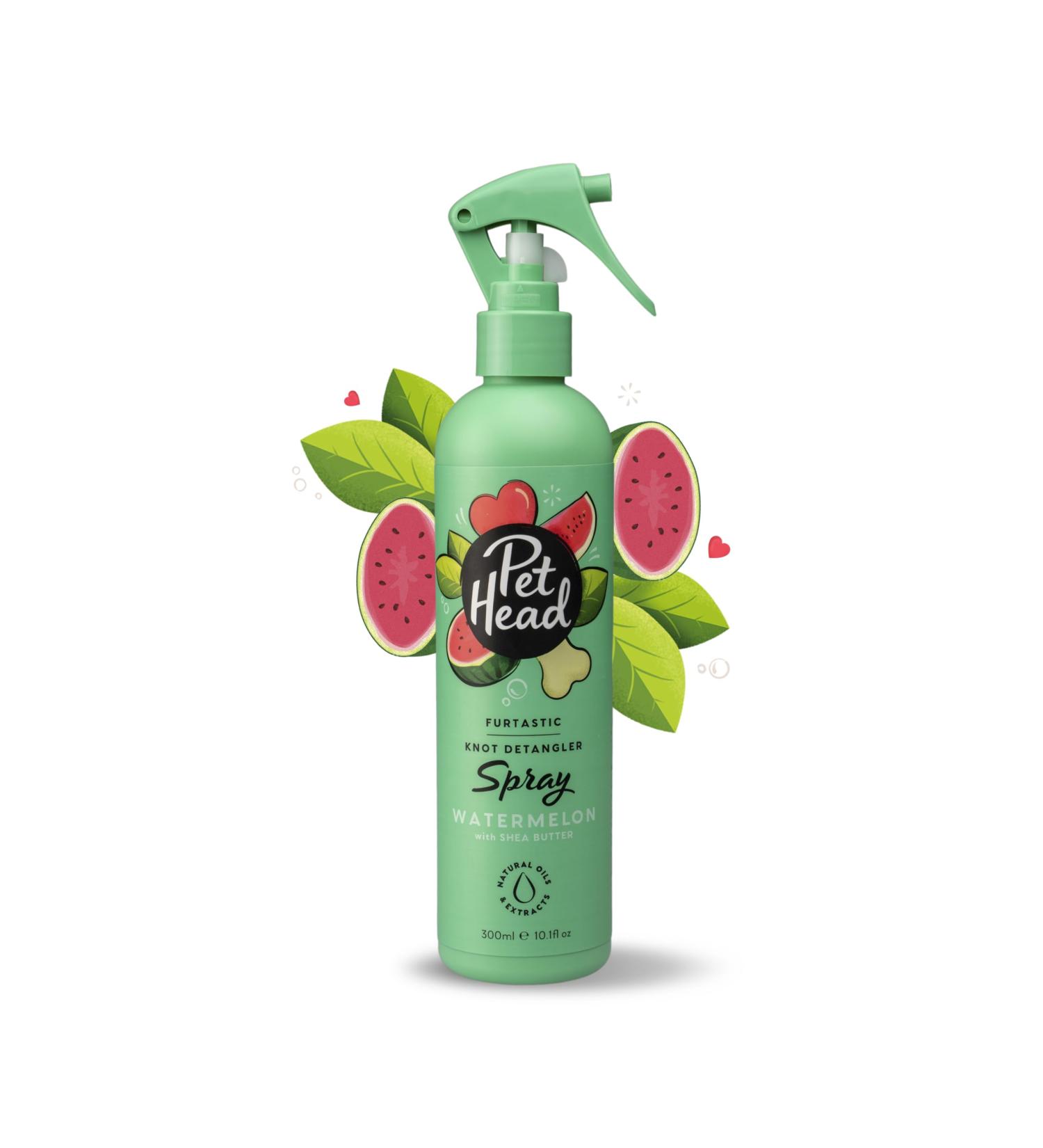 PET HEAD Dog Spray 300ml Furtastic Watermelon Scent Knot Detangler Best Pet Spray for Smelly Dogs Care for Long Tangly Curls & Coats Professional Waterless Grooming Gentle Formula for Puppies 300 ml (Pack of 1) - Buy Online on GoSupps.com