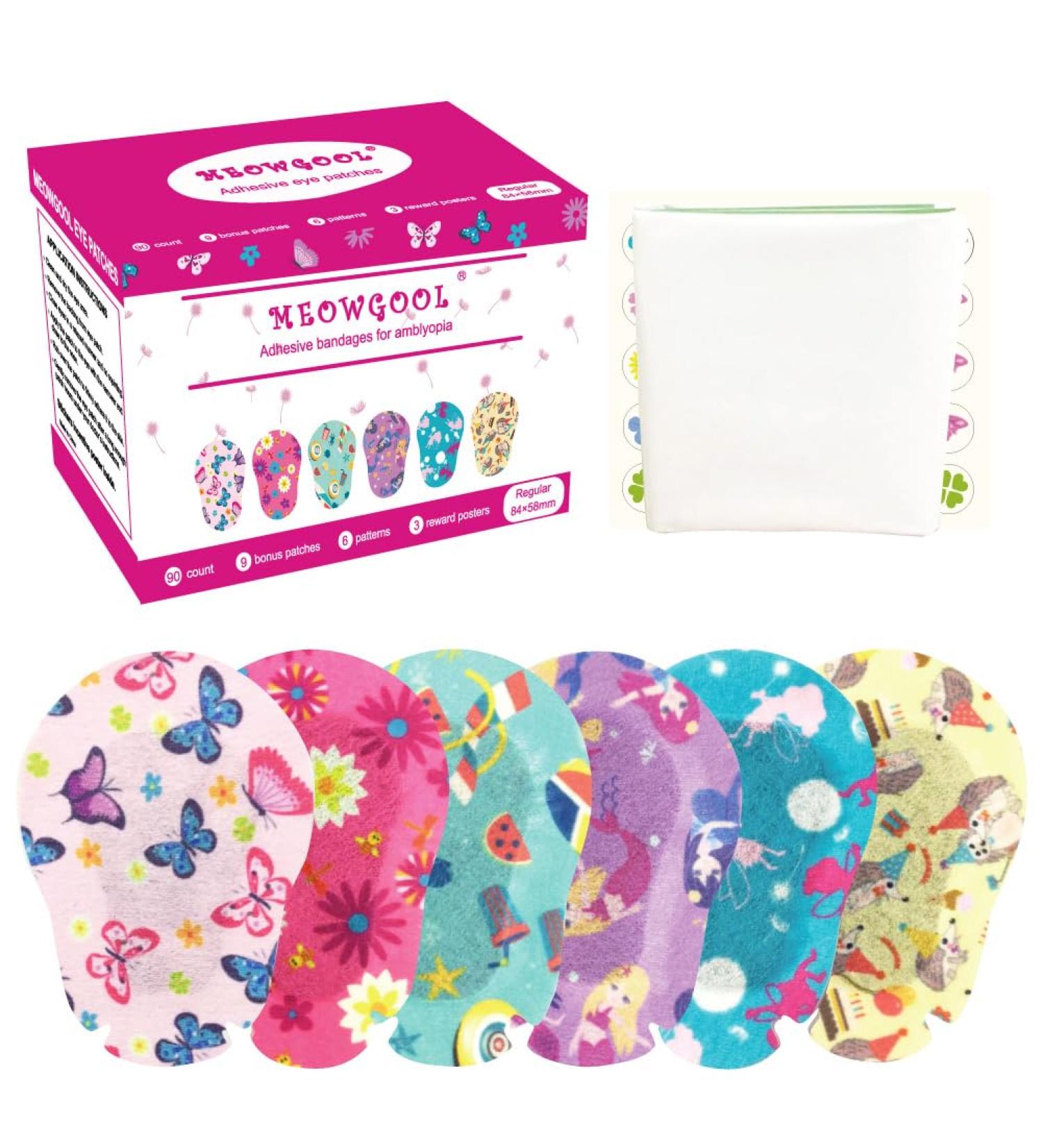 Adhesive Eye Patches for Kids | 90+9 Bonus Amblyopia Patches | Fun Girls Designs & Incentive Posters - Improve Lazy Eye Treatment - Buy Online on GoSupps.com