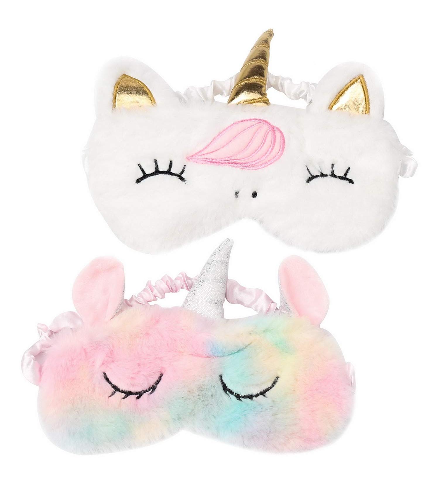 Kids Unicorn Eye Mask Set - Cute 3D Animal Eye Masks for Girls, Plush Sleep Mask for Travel - 2 PCS - Buy Online on GoSupps.com