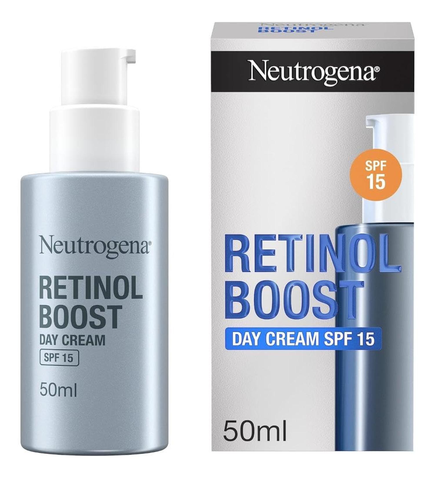 Neutrogena Retinol Boost Day Cream with SPF 15 (1x 50ml) Multi-Benefit Retinol Moisturiser to Reduce Fine Lines and Smooth Texture Lightweight SPF Day Cream - Buy Online on GoSupps.com