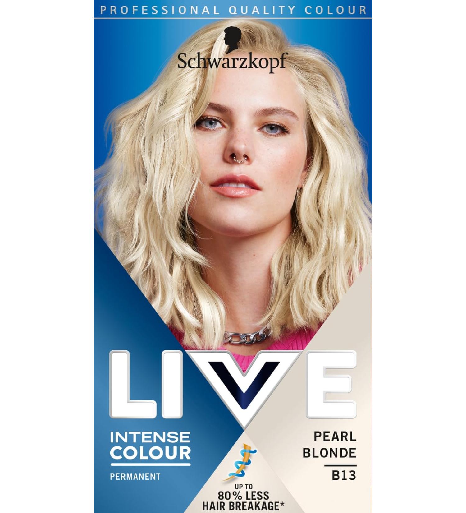 Schwarzkopf LIVE Intense Colour B13 Pearl Blonde Permanent Hair Dye Blonde Hair Colour for Lightening and Colouring in 1 Simple Step Pearl Blonde 100 g (Pack of 1) - Buy Online on GoSupps.com