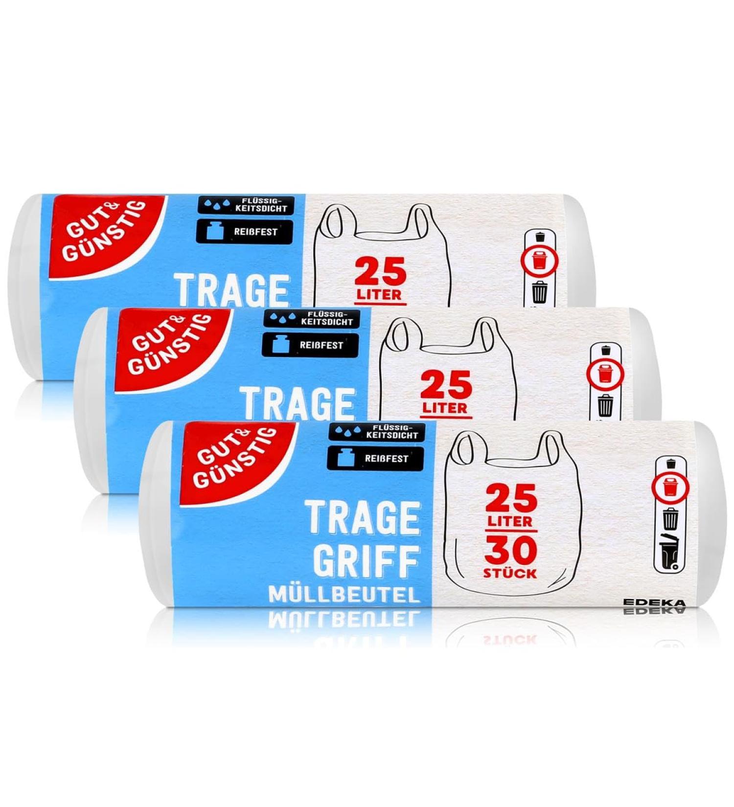 Good & Cheap Tear-Resistant 25L Garbage Bags - Pack of 3 (90 Bags Total) | Liquid-Tight & Durable - Buy Online on GoSupps.com