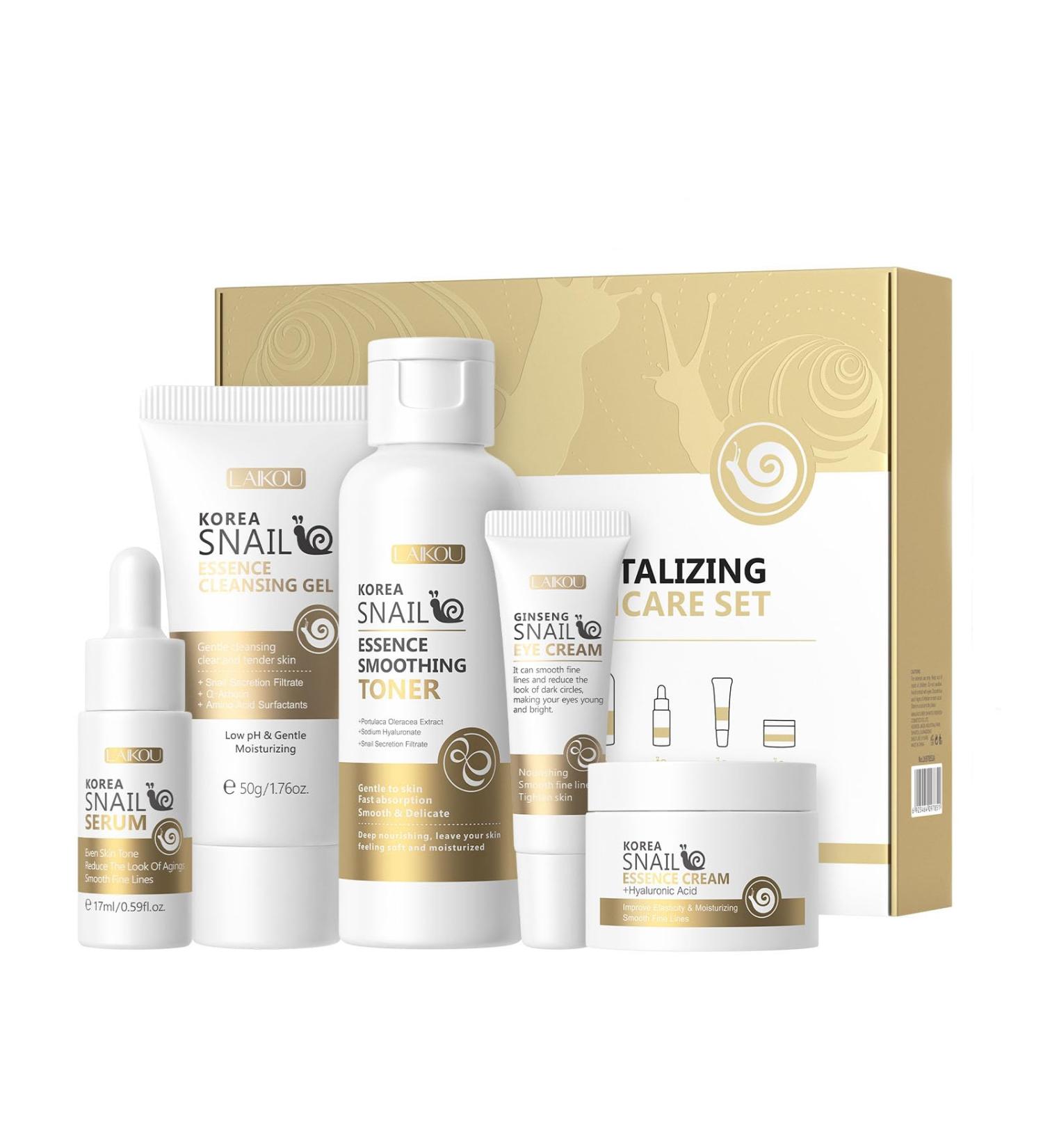 Skin Care Gifts for Women Teen Girls Snail Skin Care Travel Essential Kit with Cleanser Toner Serum Eye Cream Facial Moisturizer for - Buy Online on GoSupps.com