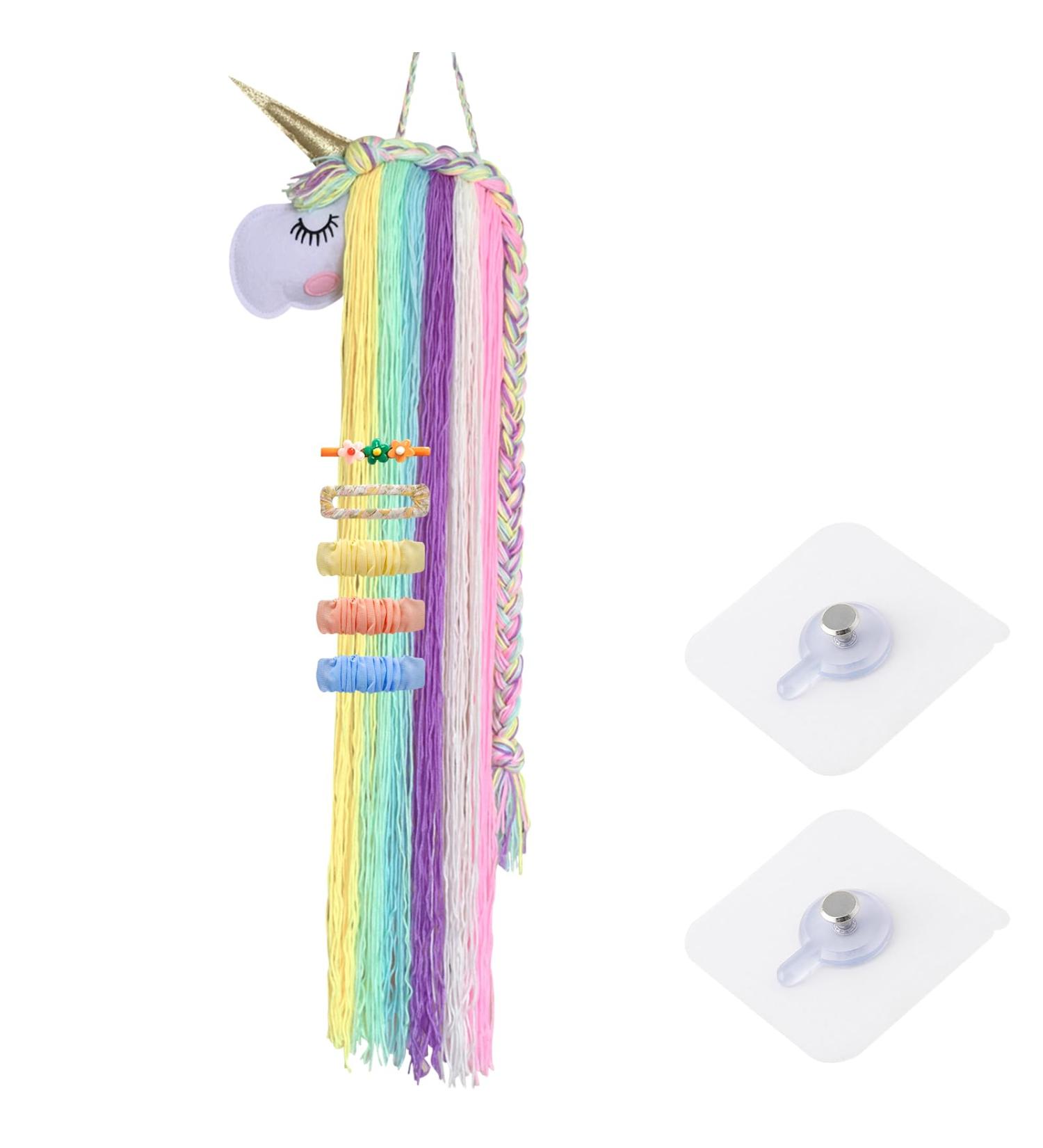 ZSMJAER Hair Clip Storage for Girls Unicorn Hair Clip Holder Rainbow Yarn Tassel Organiser Hair Accessories Unicorn Theme Party Decoration - Buy Online on GoSupps.com