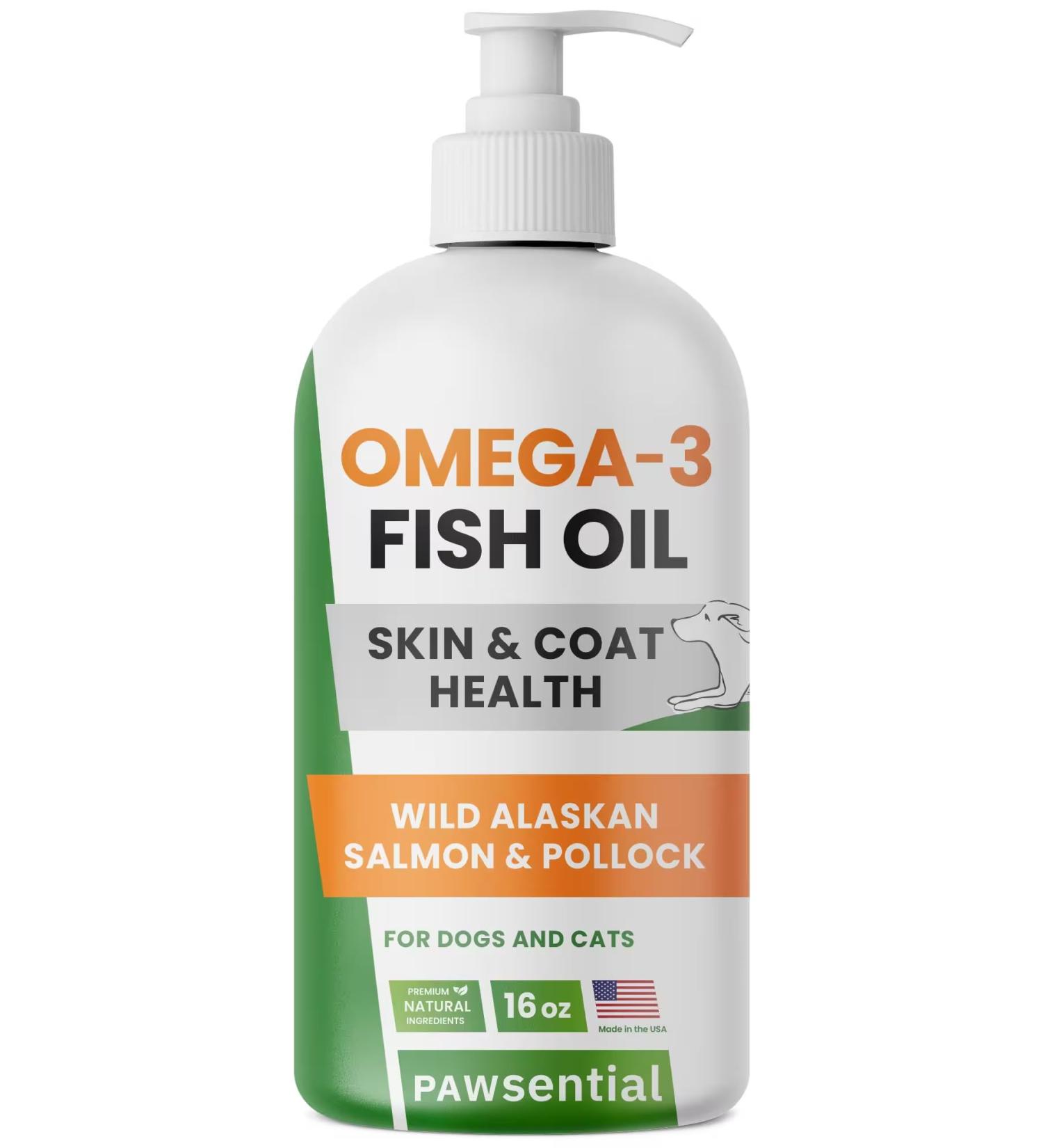 Fish Oil for Dogs & Cats - Natural Omega-3 Liquid Supplement for Skin & Coat Joint & Heart Health - 14oz Krill Oil Booster - Buy Online on GoSupps.com