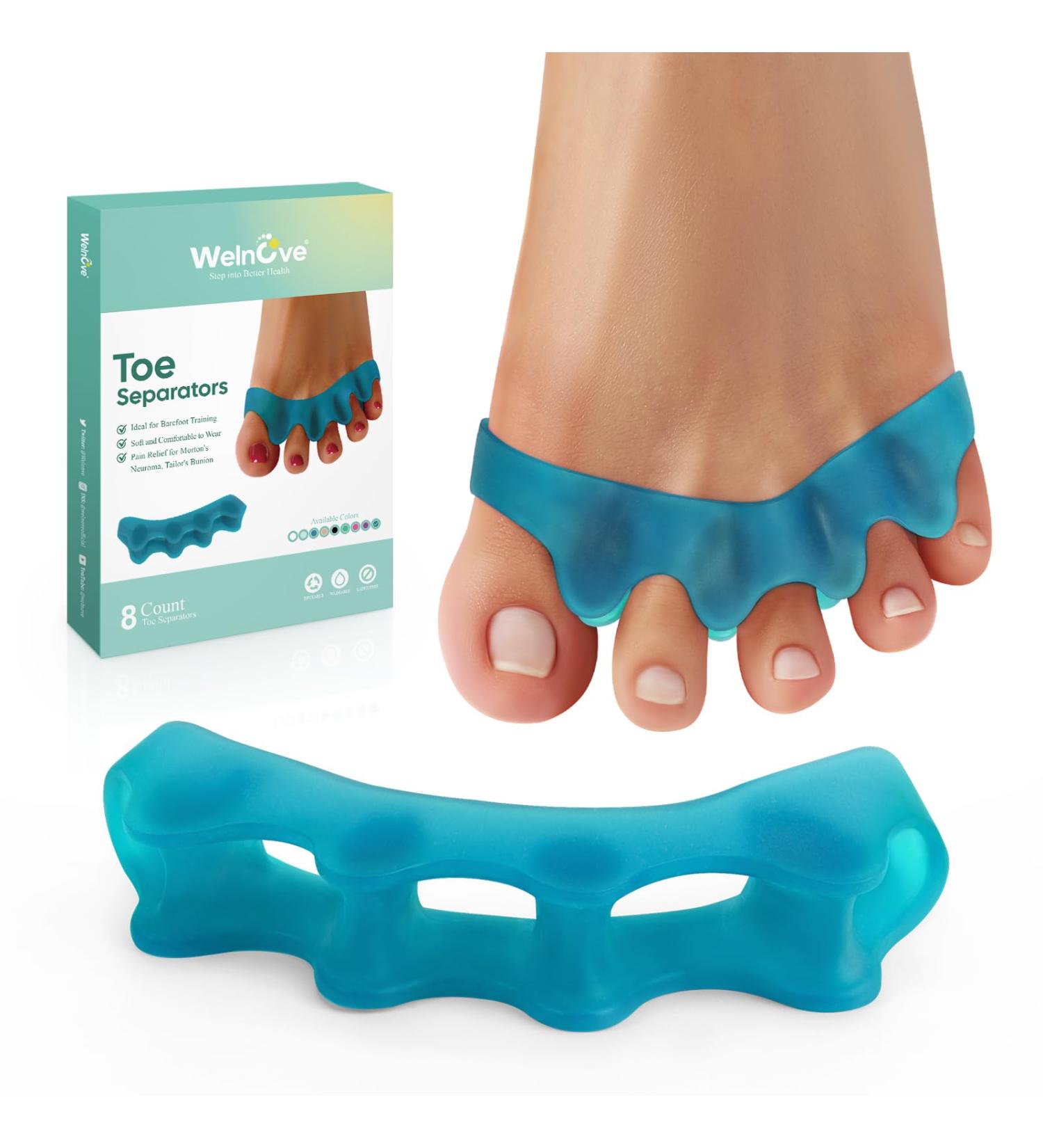 Welnove 8 Pack Toe Separators Bunion Corrector for Women/Men Toe Spacers Foot Alignment - Dividers to Correct Bunions Hammertoes Relief Restore Feet (Blue) - Buy Online on GoSupps.com