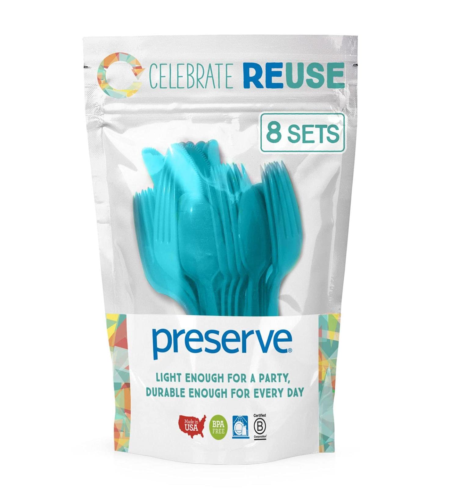 Preserve On-the-Go Cutlery Set, 24-Pack - Aqua | Eco-Friendly Kitchen Supplies - Buy Online on GoSupps.com