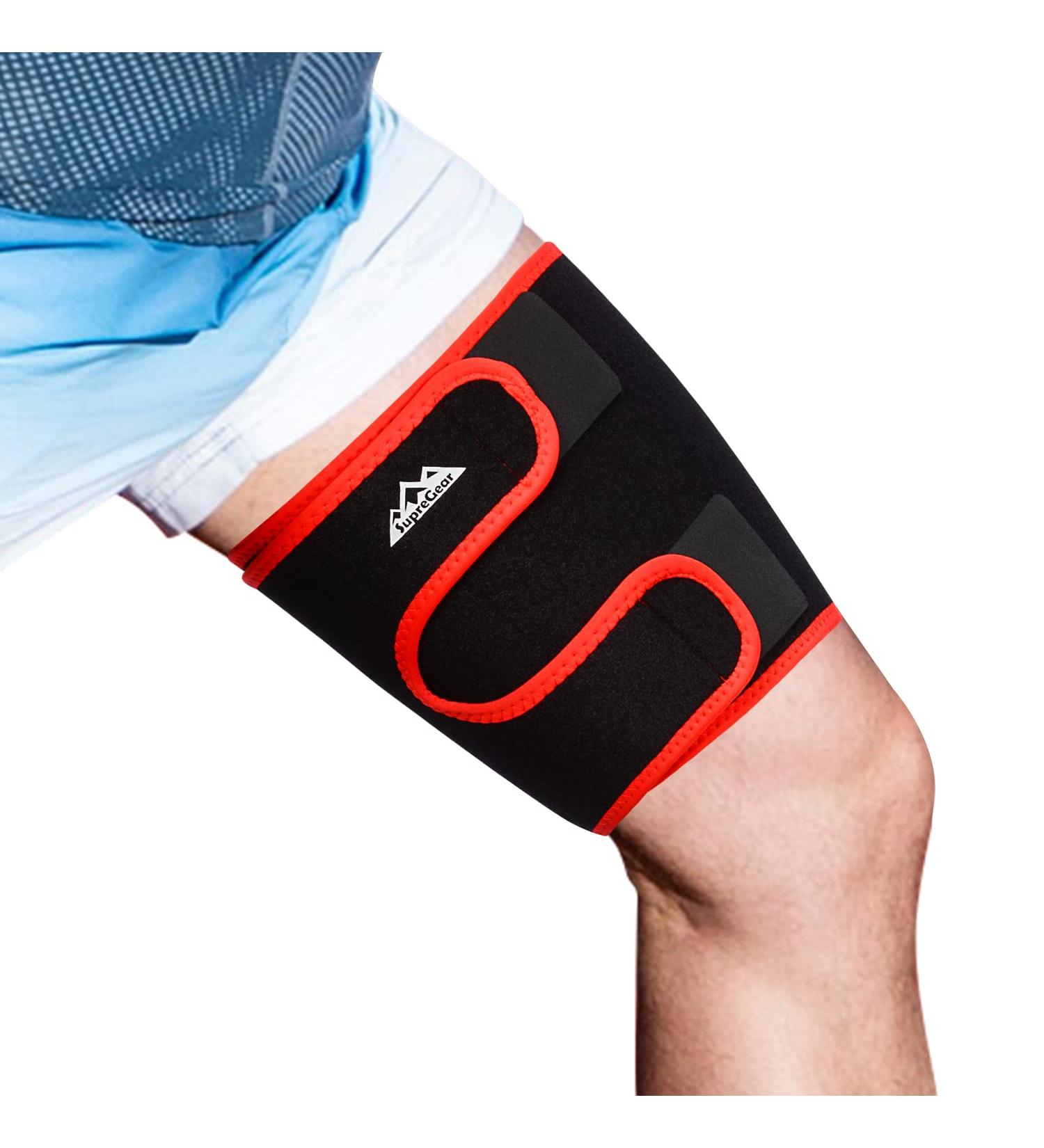 Supregear Adjustable Thigh Compression Sleeve for Men and Women - Neoprene Quad Wrap Support for Groin and Hamstring - Breathable Non-Slip Design - Buy Online on GoSupps.com