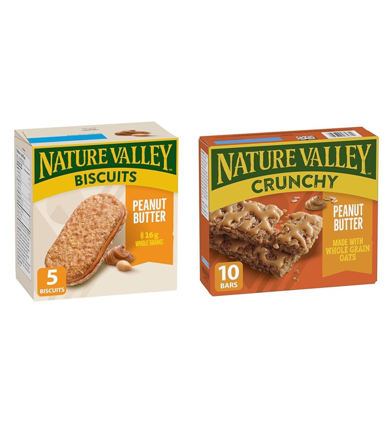 NATURE VALLEY Peanut Butter Biscuits Snacks Oat Biscuits with Peanut Butter Filling & Peanut Butter Crunchy Granola Bars No Artificial Colours No Artificial Flavours Valentine+ 10 Count (Pack of 1) - Buy Online on GoSupps.com