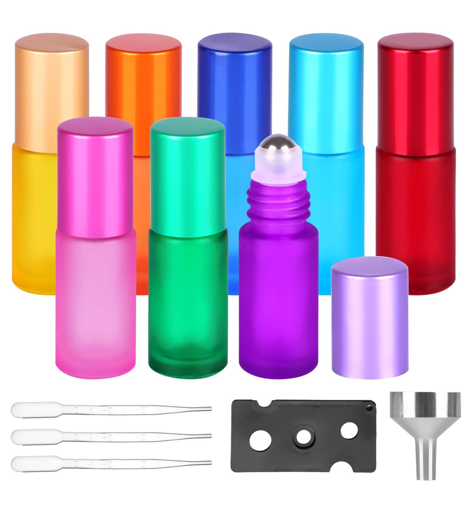 Essential Oils Roller Bottles 8pcs Roll on Bottles with Stainless Steel Ball 5ml Glass Roller Bottles with Bottle Opener Dropper and Funnel for Essential Oils Fragrance Aromatherapy (8 Colors) 8 Colors 8pack 5ml - Buy Online on GoSupps.com