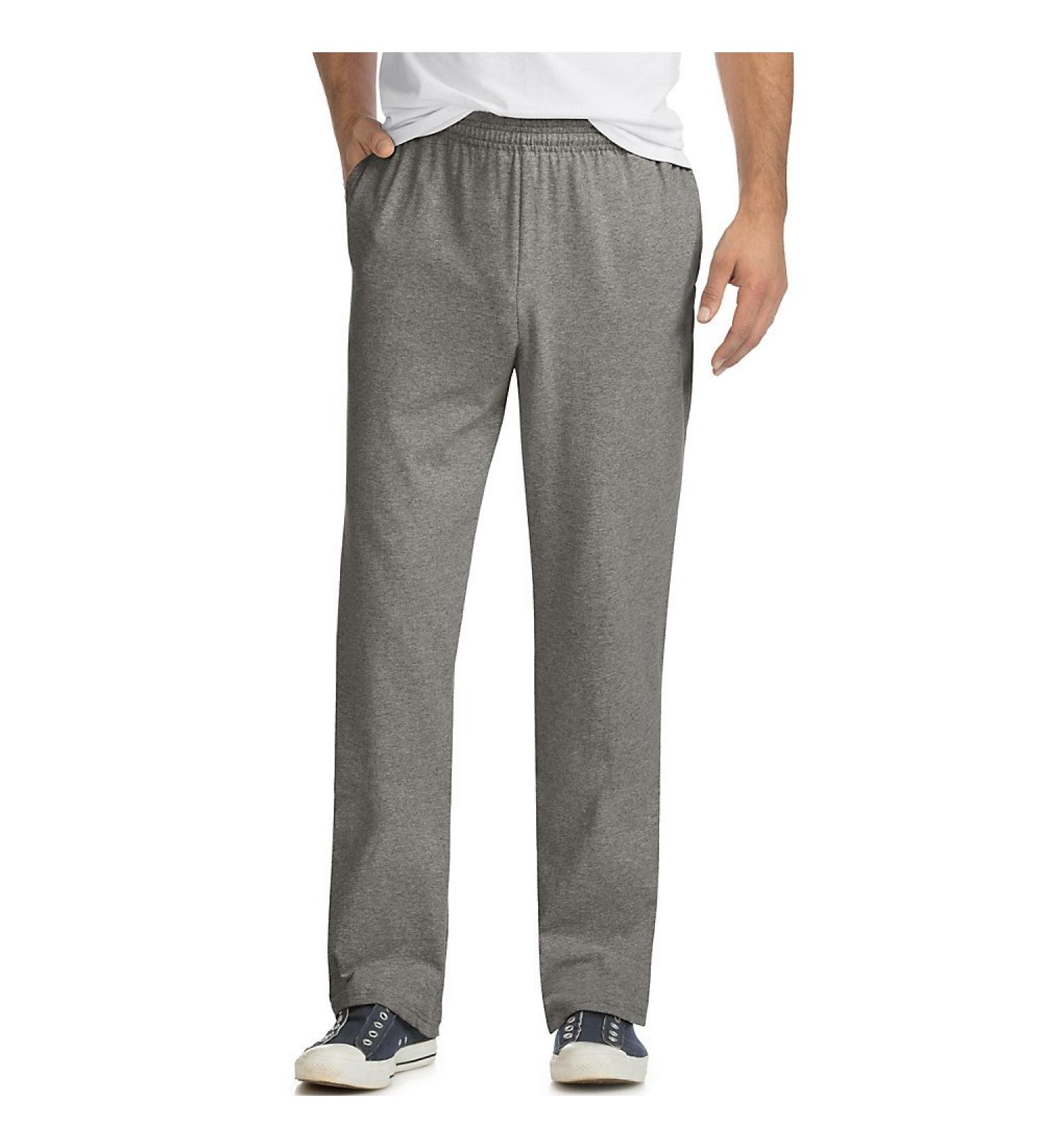 Hanes Mens Sweatpants, Essentials Mens Jersey Pants With Pockets, Mens Workout Clothes, 33 Large Charcoal Heather