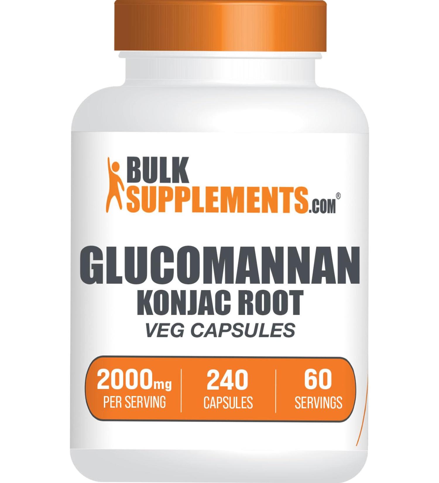 BULKSUPPLEMENTS.COM Glucomannan Capsules 2000mg - 240 Veg Capsules - Vegan Konjac Root Extract Fiber Supplements - Buy Online on GoSupps.com