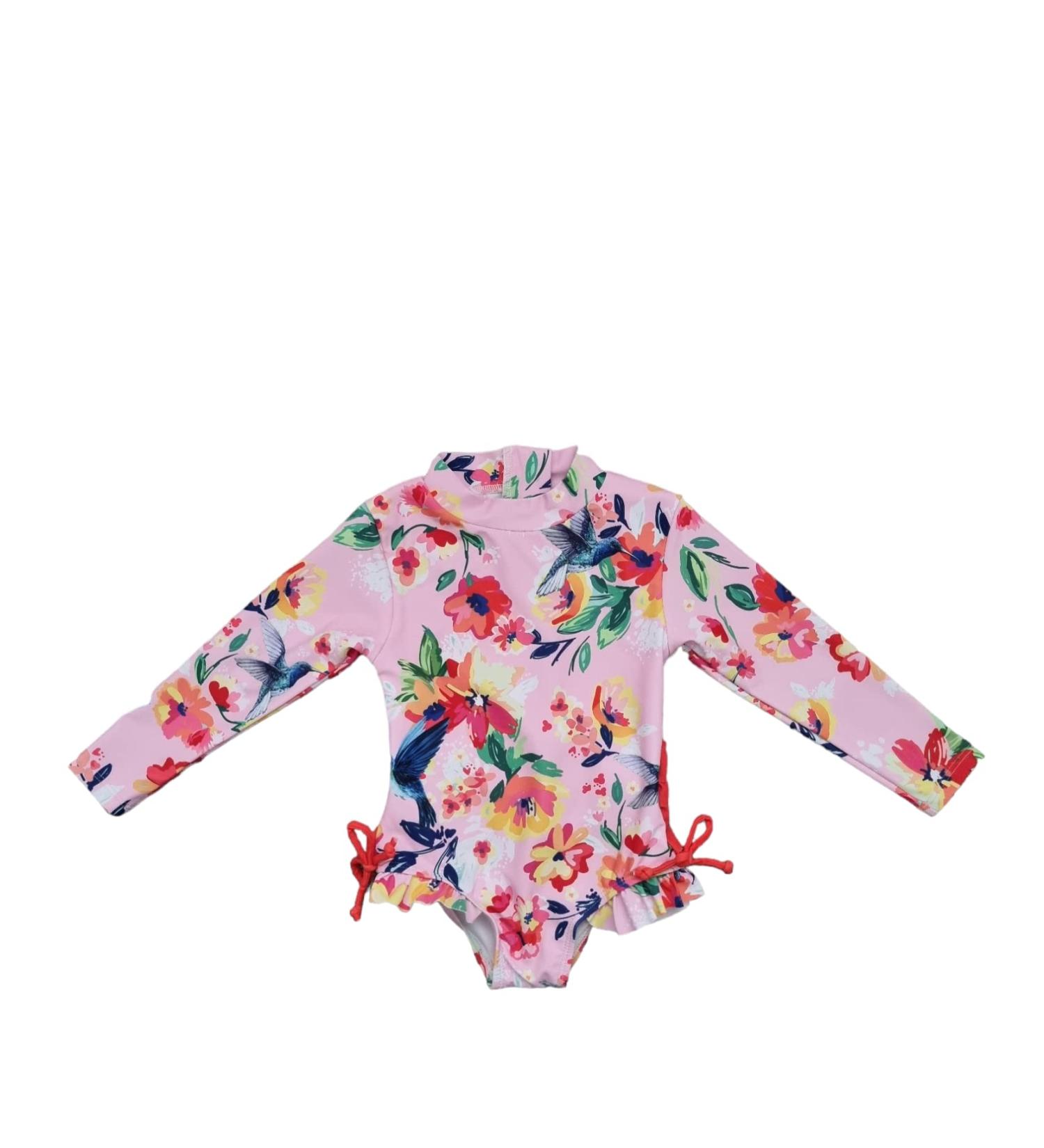 Baby Swimsuit One Piece | Moon Snow Baby Swimming Costume | UV Sunsuit for Girls 6-9 Months | Hummingbirds/Pink - Buy Online on GoSupps.com