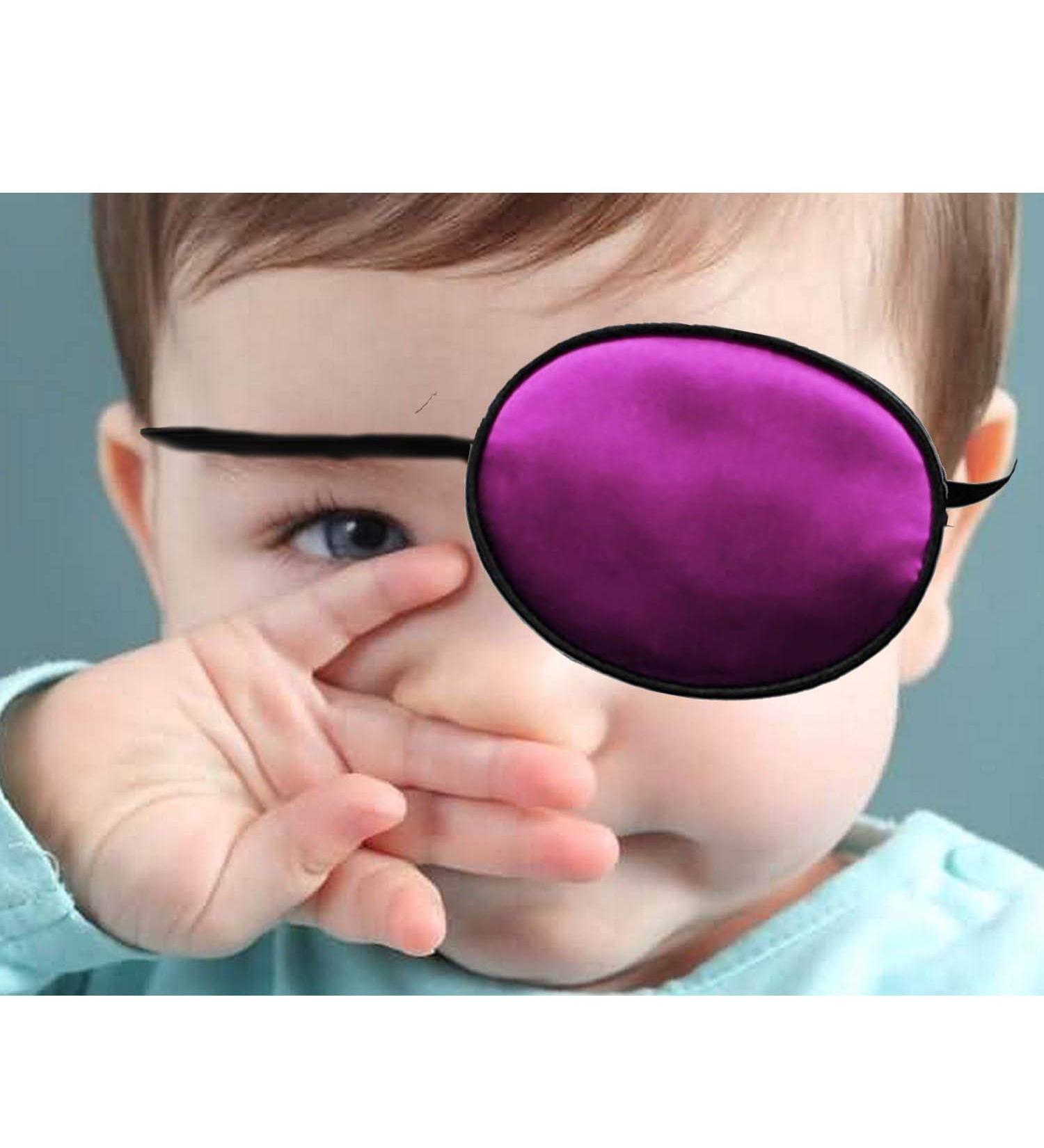 2 Pieces Silk Eye Patches - Adjustable Soft Eye Patch for Lazy Eye, Amblyopia, Strabismus - Kids Black and Pink - Buy Online on GoSupps.com