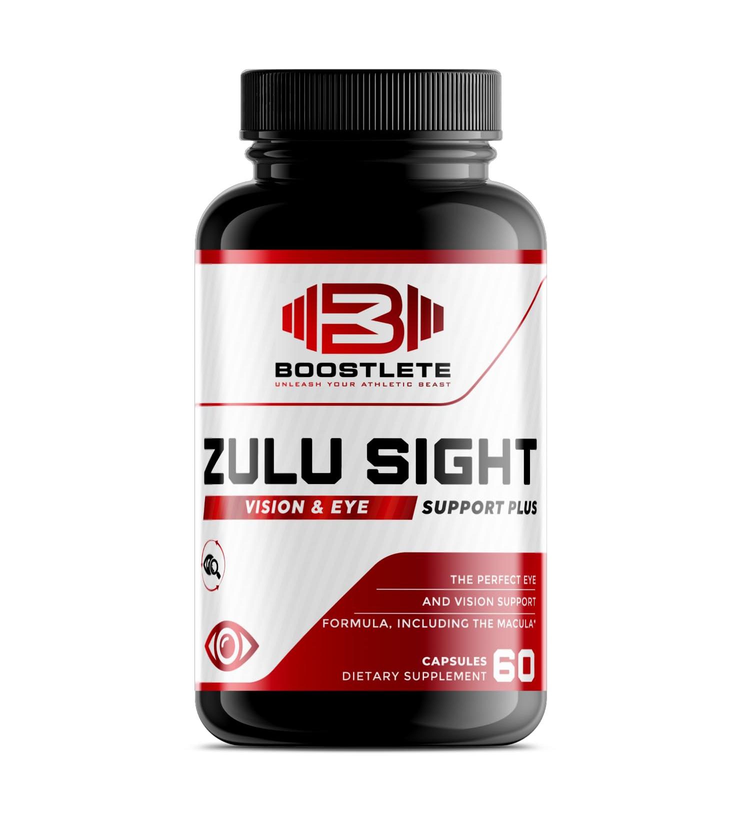 Boostlete Zulu Sight Vision & Eye Support Supplement with Lutein Zeaxanthin Bilberry & Greens Blend 60 Capsules - Buy Online on GoSupps.com