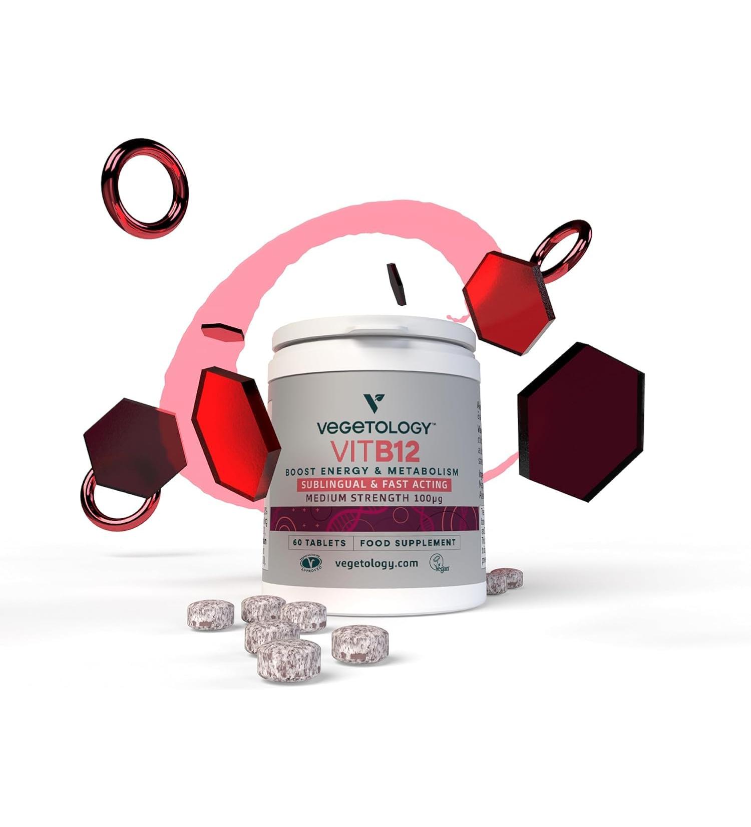Vegetology Vitamin B12 Sublingual 100mcg Tablets | 60-Day Supply | Vegan & Cruelty-Free | Energy & Brain Function Support - Buy Online on GoSupps.com