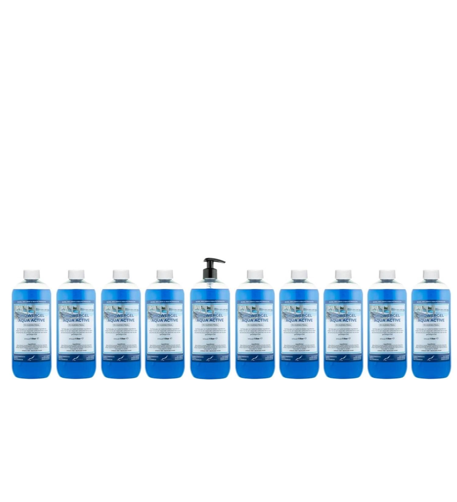 Claudius Showergel Aqua Active 10 x 1 liter with 1 pump transparent