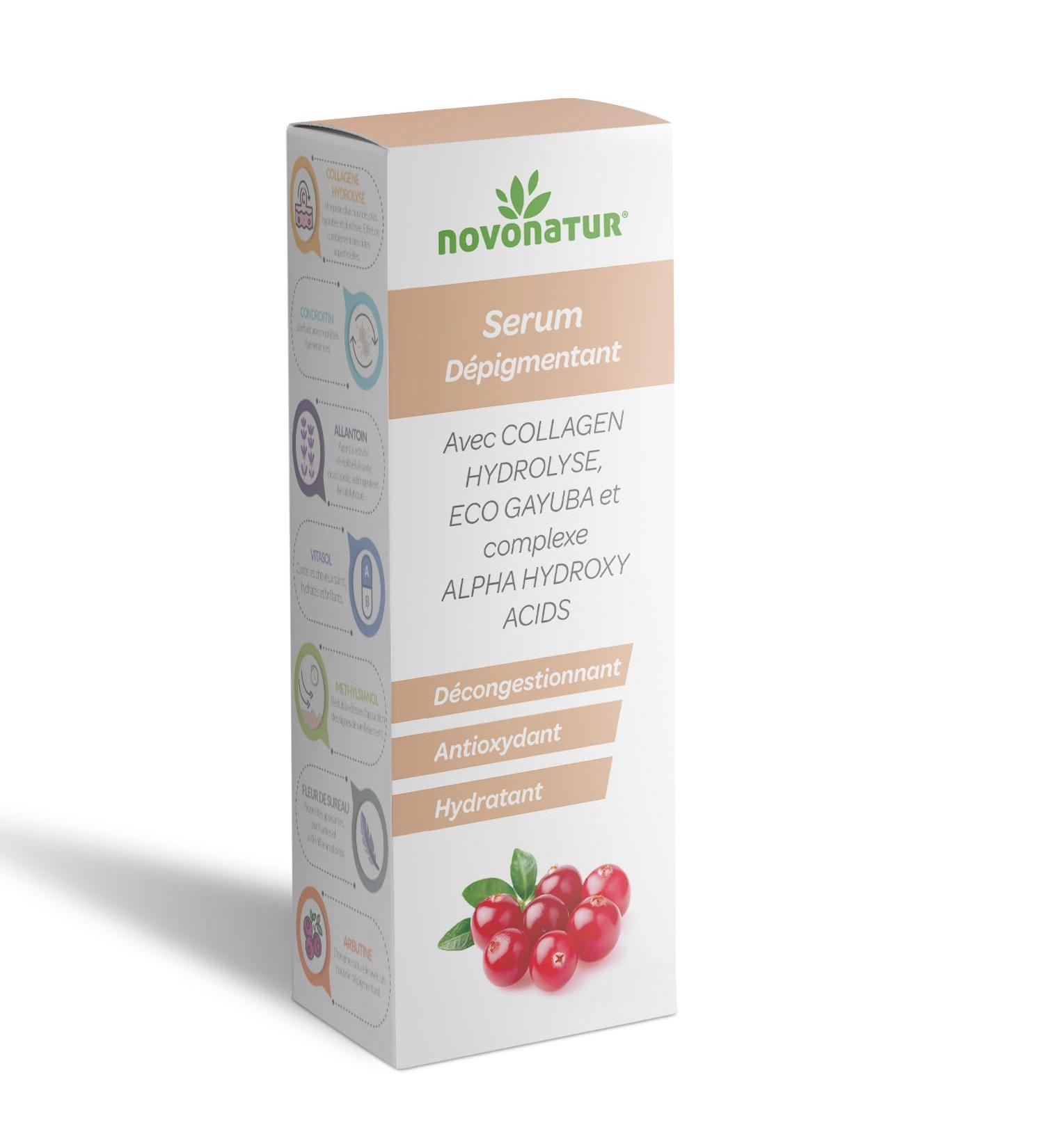 Depigmenting serum with hydrolyzed collagen intensive anti-spot treatment with Gayuba alpha-hydroxy acids vitamins and allantoin. Regenerating moisturizing cream for the skin. Airless 30ml. - Buy Online on GoSupps.com