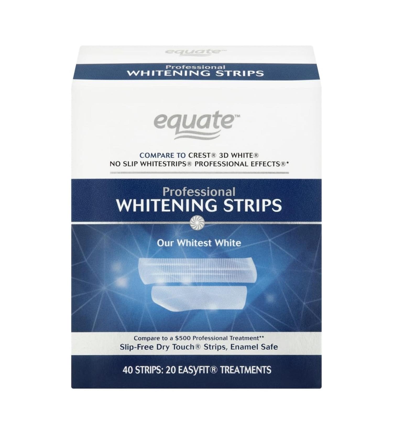 Equate Professional Teeth Whitening Strips - Enamel Safe 40 Strips (20 Treatments) | Buy Online for Whiter Teeth - Buy Online on GoSupps.com