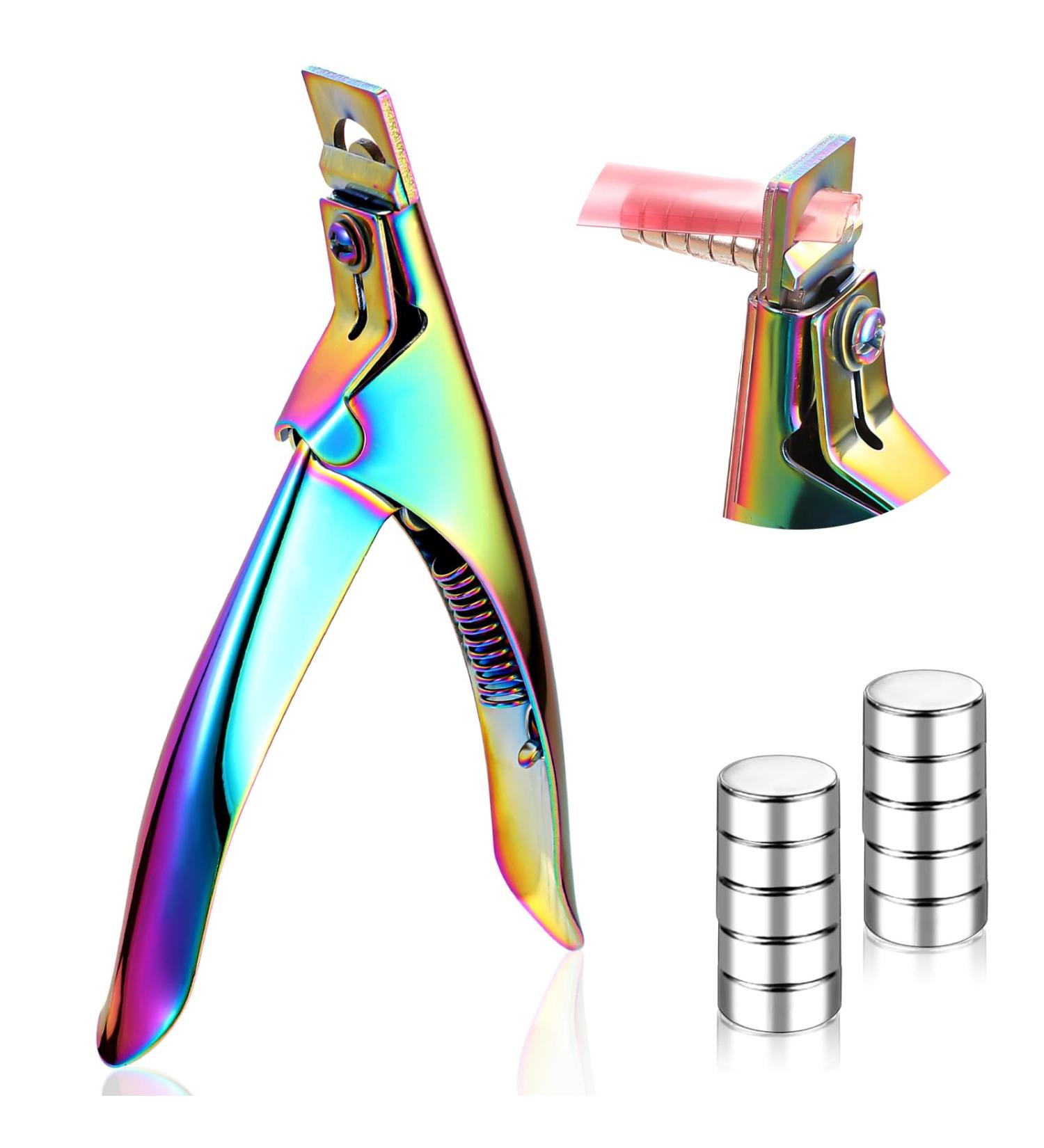 Professional Acrylic False Nail Clippers with Magnets | Nail Tip Cutter & Length Measurement Tool for Salon & Home | Perfect Gift for Nail Art Lovers (Chameleon Color - Buy Online on GoSupps.com
