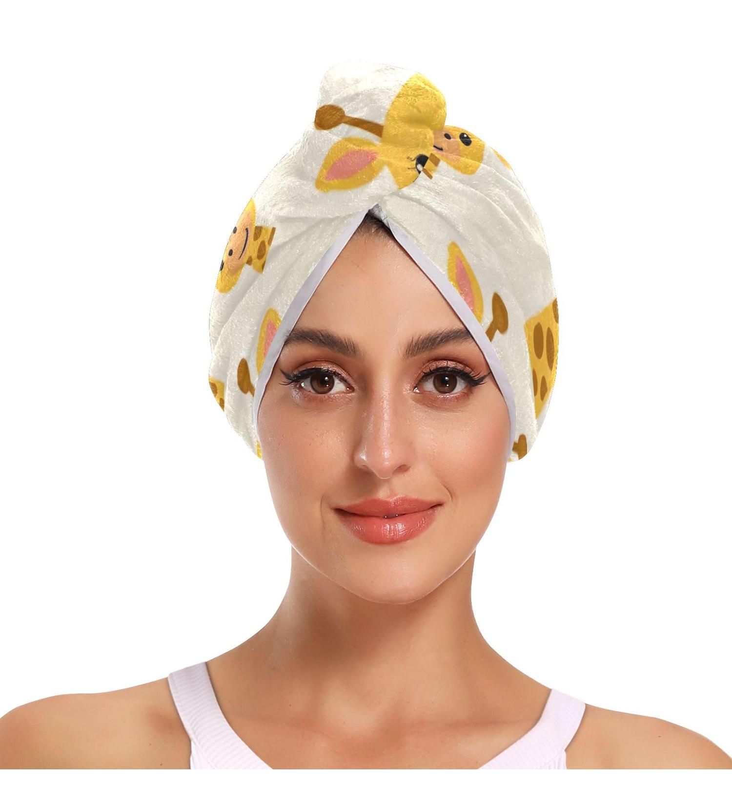 Giraffe Painting Hair Towel 2 Pack - Super Absorbent Quick Dry Hair Turbans for Women & Girls | Perfect Hair Drying Solution - Buy Online on GoSupps.com