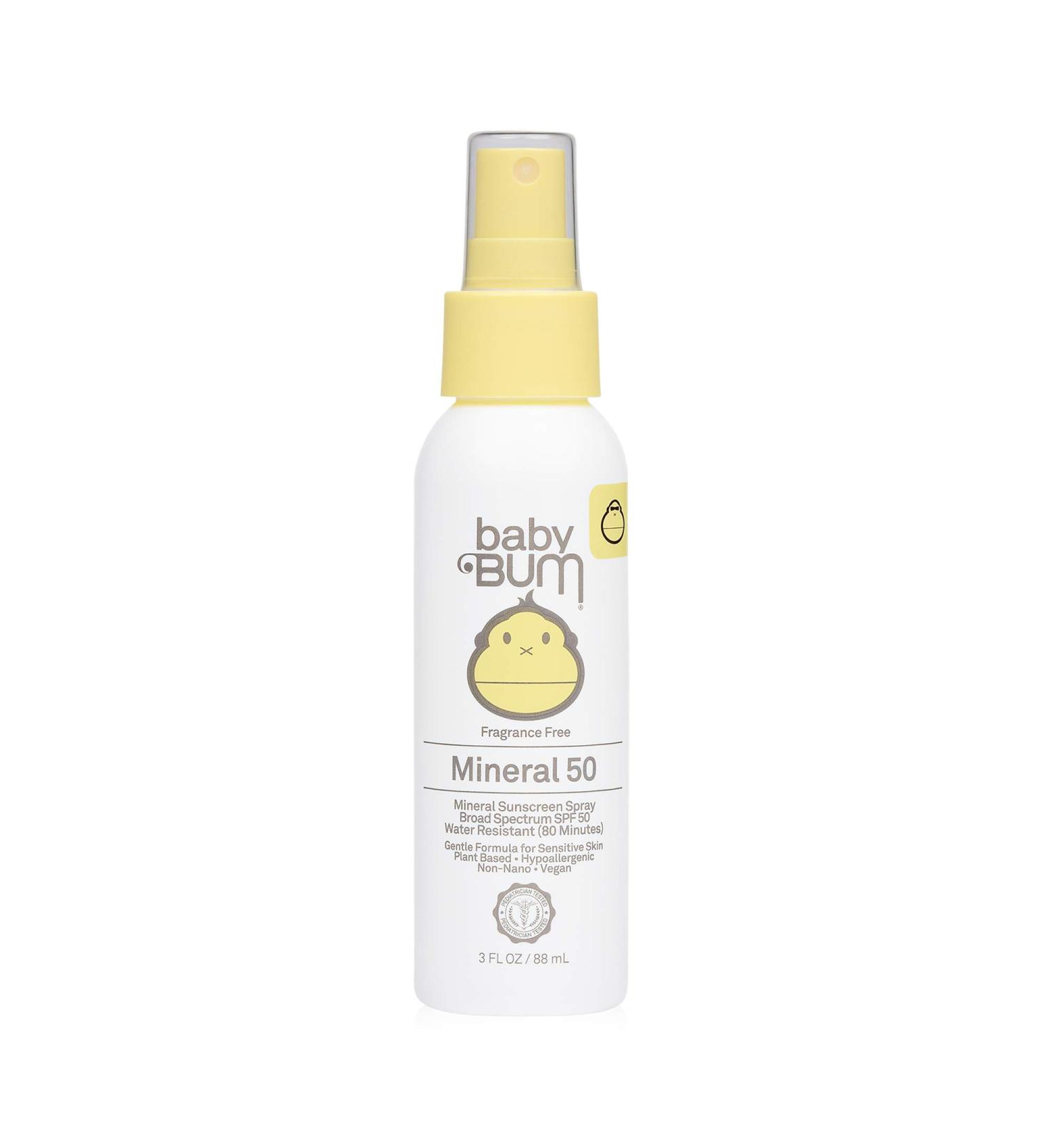 Sun Bum Baby Bum SPF 50 Sunscreen Spray | Mineral UVA/UVB Protection | Fragrance Free | 3 FL OZ - Buy Online on GoSupps.com