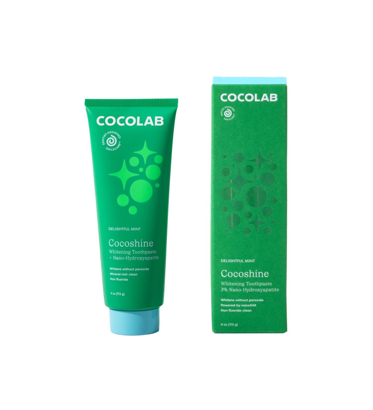 COCOLAB Cocoshine Whitening Toothpaste Delightful Mint Flavor Dentist-Designed Oral Care with nHA Non-Fluoride Vegan Recyclable Tube Coconut-Oil Infused 4 oz Delightful Mint 4 oz - Buy Online on GoSupps.com