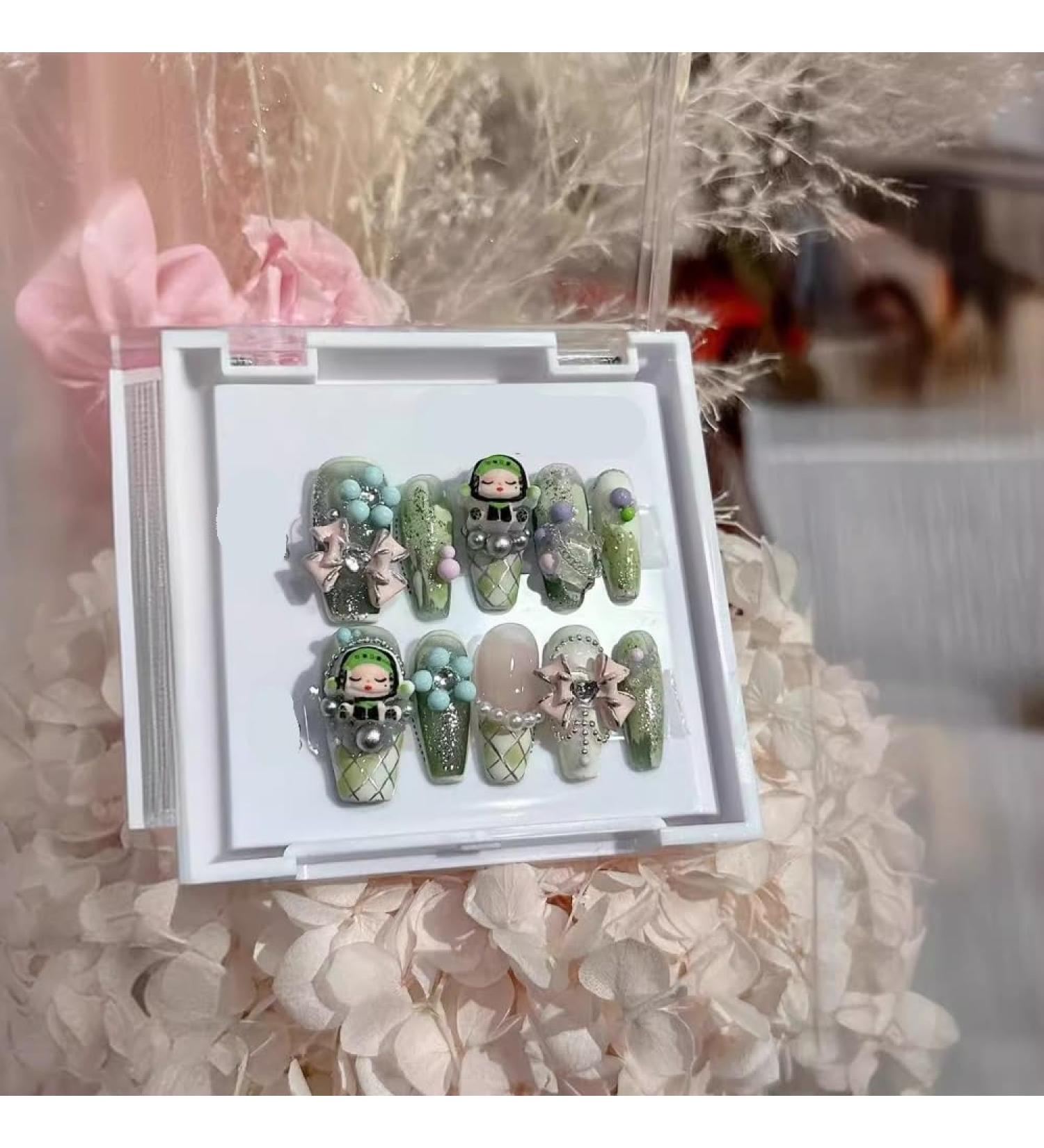 Handdrawn Wearing Nail Cute and Detachable Phototherapy Reusable False Finger Nail Patch(Size:S) - Buy Online on GoSupps.com