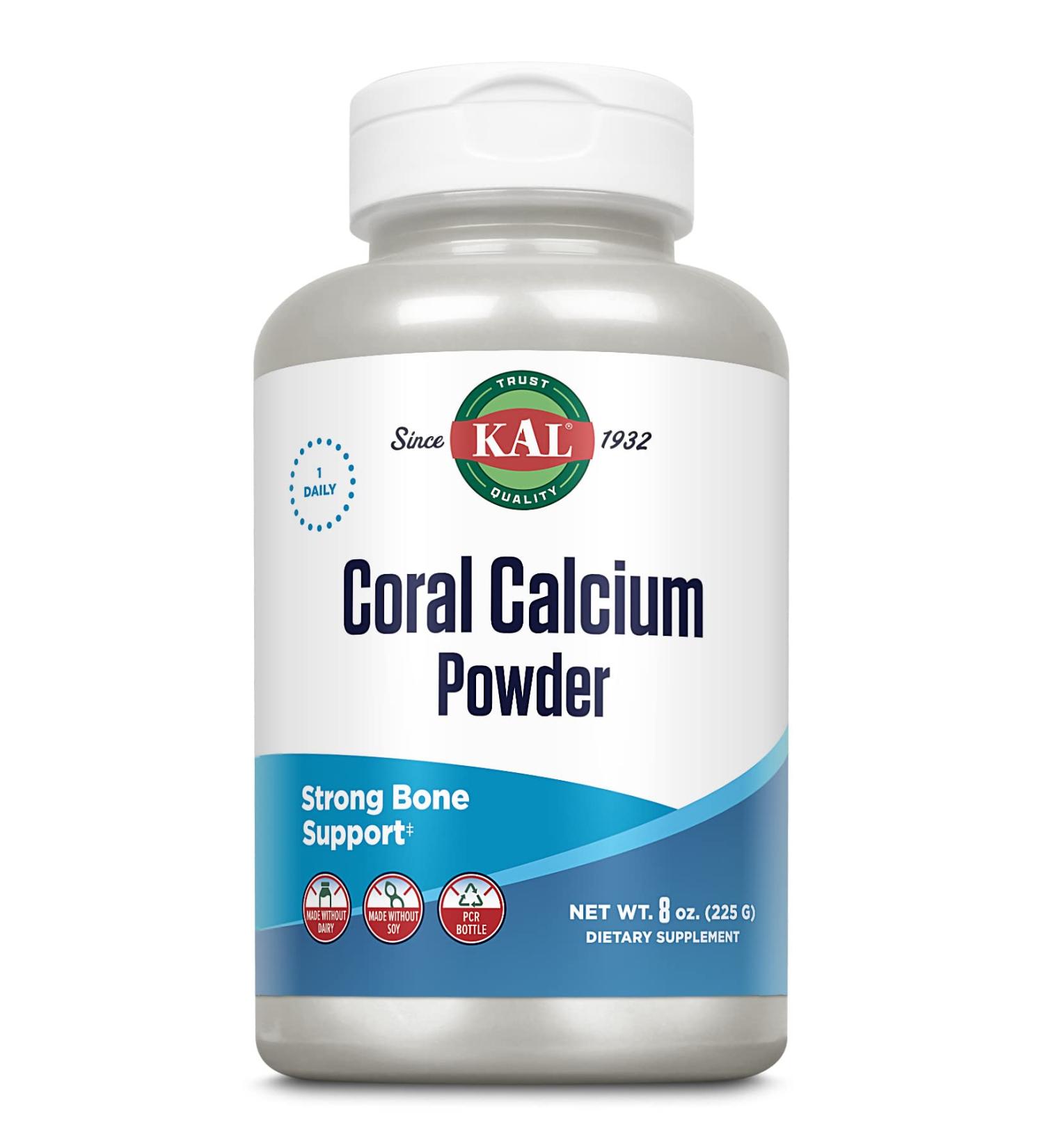 KAL Coral Calcium Powder 1000mg Tablets - Unflavored 8oz | Pure Marine Source - Buy Online on GoSupps.com