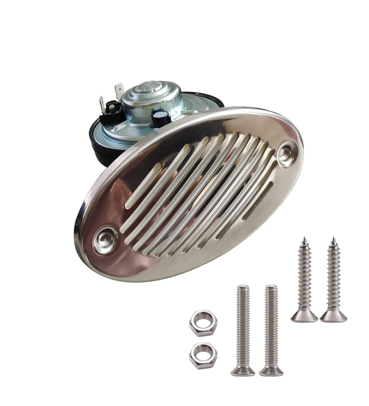 12V Hidden Flush Mount Marine Boat Horn with Mounting Screws - 316 Stainless Steel - Buy Online on GoSupps.com