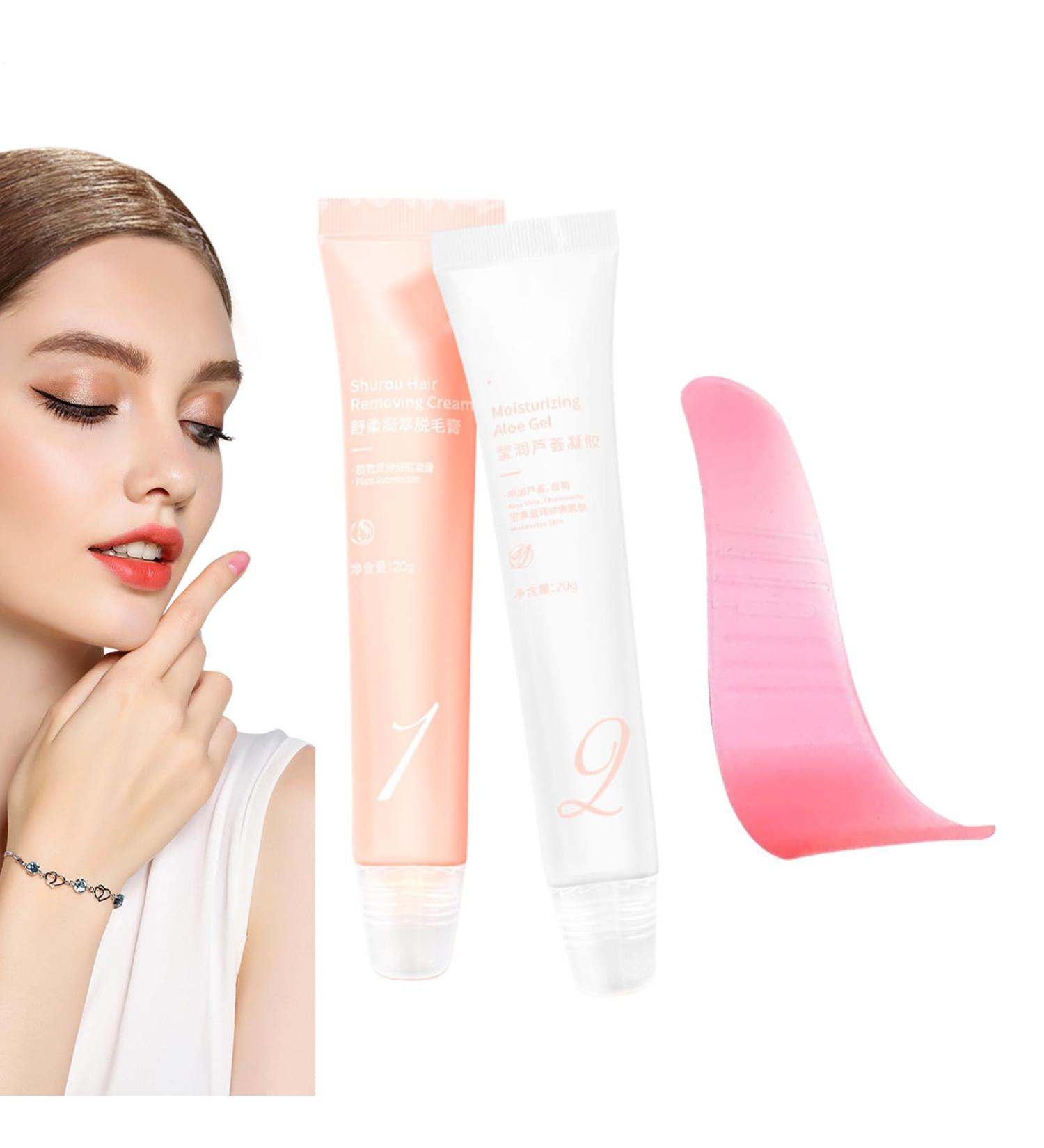 Facial Hair Removal Cream - Facial Hair Removal Cream for Women | Smoothing Gentle Lotion Kit with Squeegee for Shower Home B - Buy Online on GoSupps.com