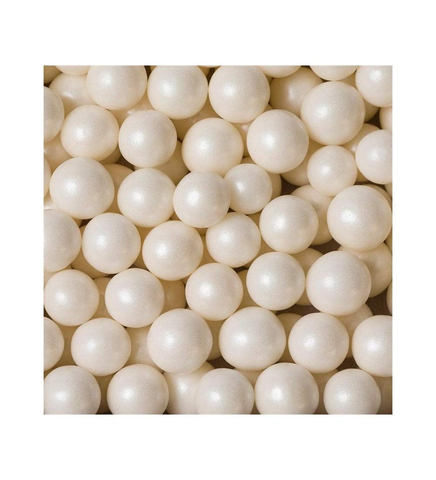 10mm x 50g Cream/ Ivory Round Dragee Pearls Edible Sugar Decorations approx 50 balls