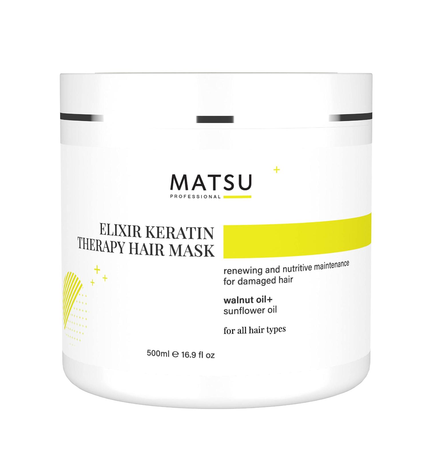 Matsu Elixir Keratin Therapy Hair Mask | Nourishing Conditioner with Walnut & Sunflower Oil for Damaged Hair - Repairs Conditions & Adds Shine - Buy Online on GoSupps.com