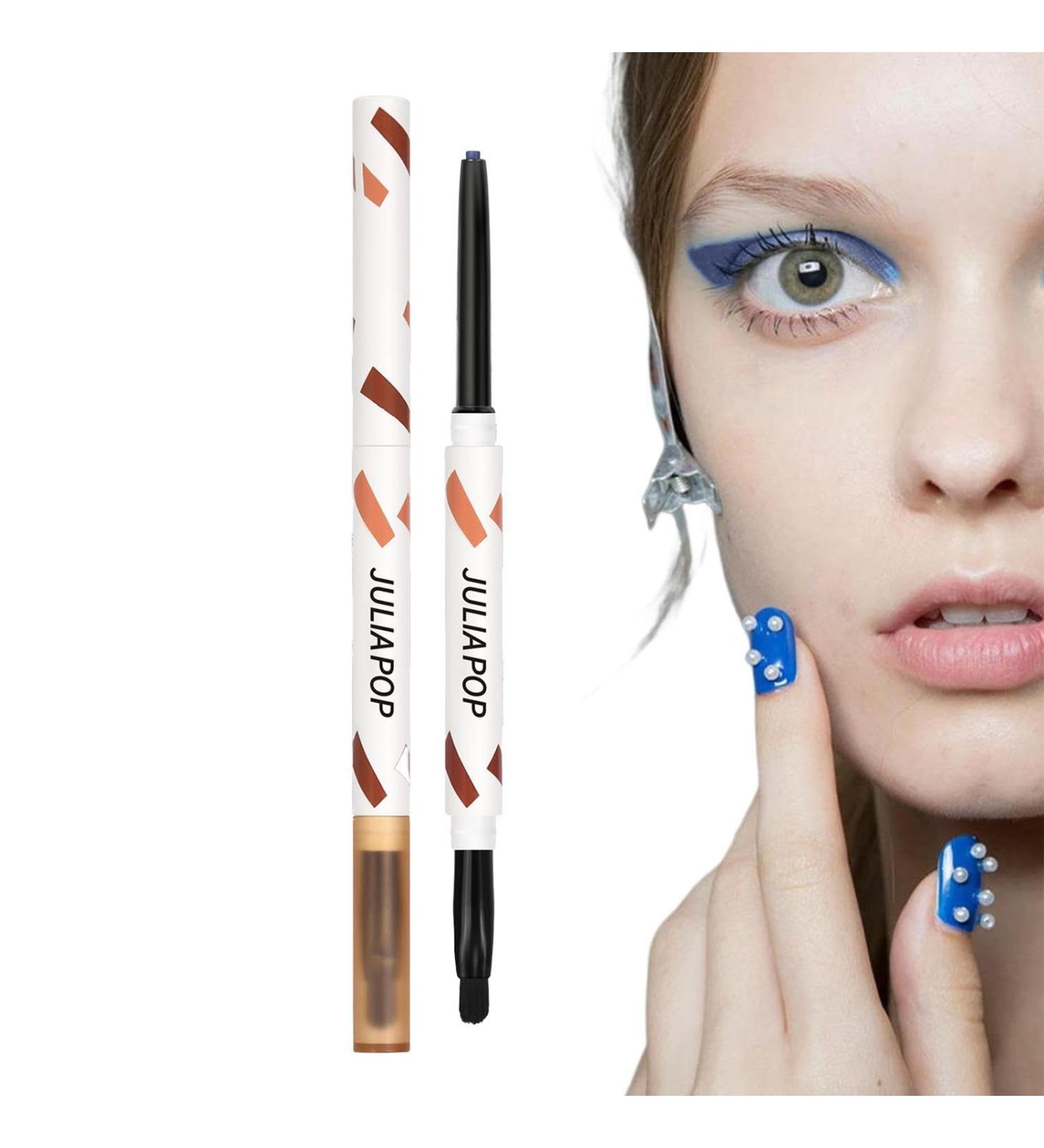 Eyeshadow Stick Cream Gel Texture Multicolors Eyeliner Makeup with Brush | Long Lasting Eye Liner Quick Drying Eye Pencil Halloween Dtt Denim Blue - Buy Online on GoSupps.com