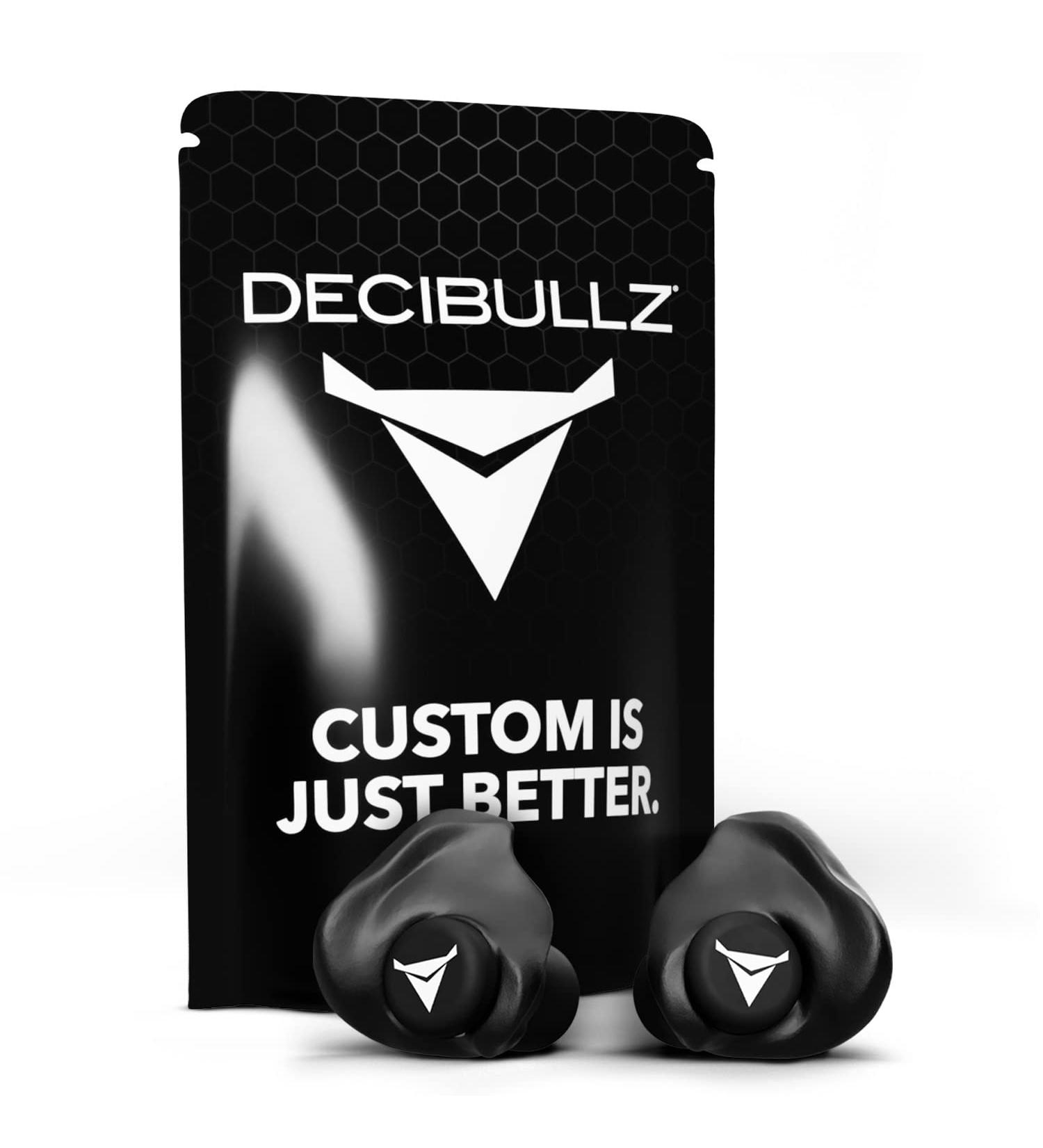 Decibullz Custom Molded 25dB Noise Reduction Earplugs - Black | Reusable Earplugs for Hearing Protection, Noise Sensitivity & Flights - Buy Online on GoSupps.com