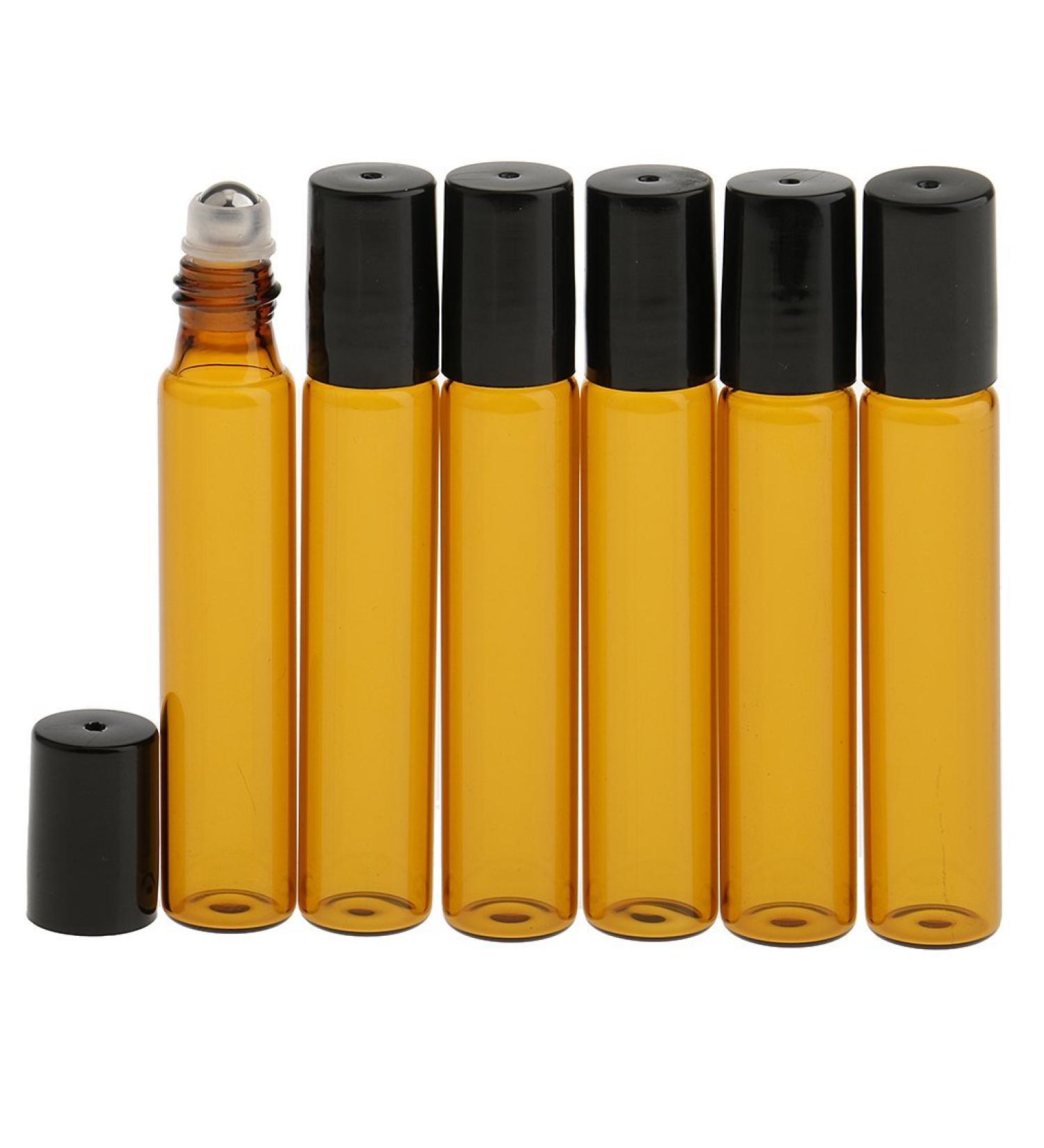 Bocotoer 10ml Empty Amber Glass Roll-on Essential Oil Bottles Pack of 6 for Aromatherapy & Perfume - Buy Online on GoSupps.com