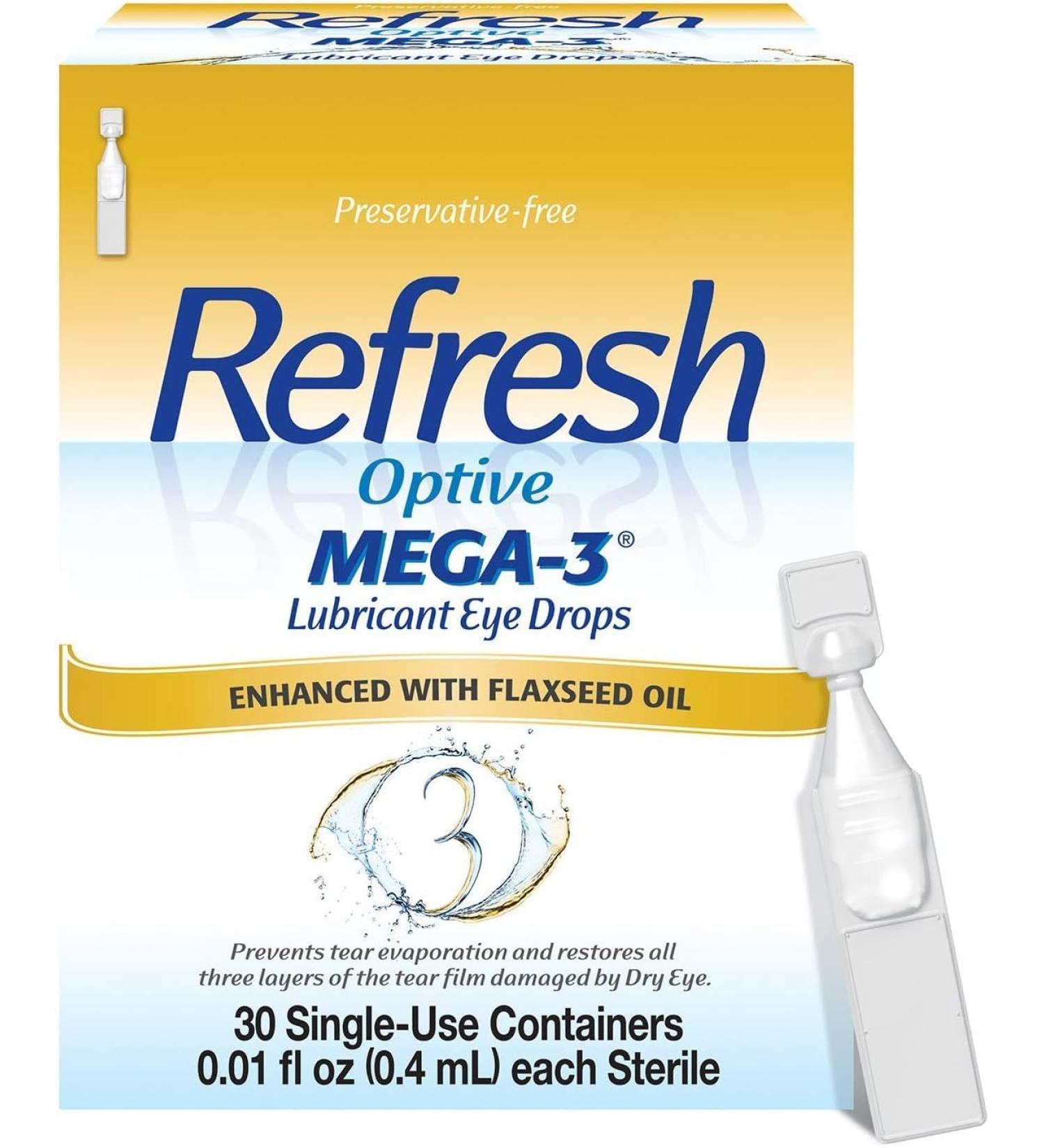 Buy Refresh Optive Mega 3 Preservative Free Eye Drops - 30 Count (Pack of 4) | Fast International Shipping - Buy Online on GoSupps.com