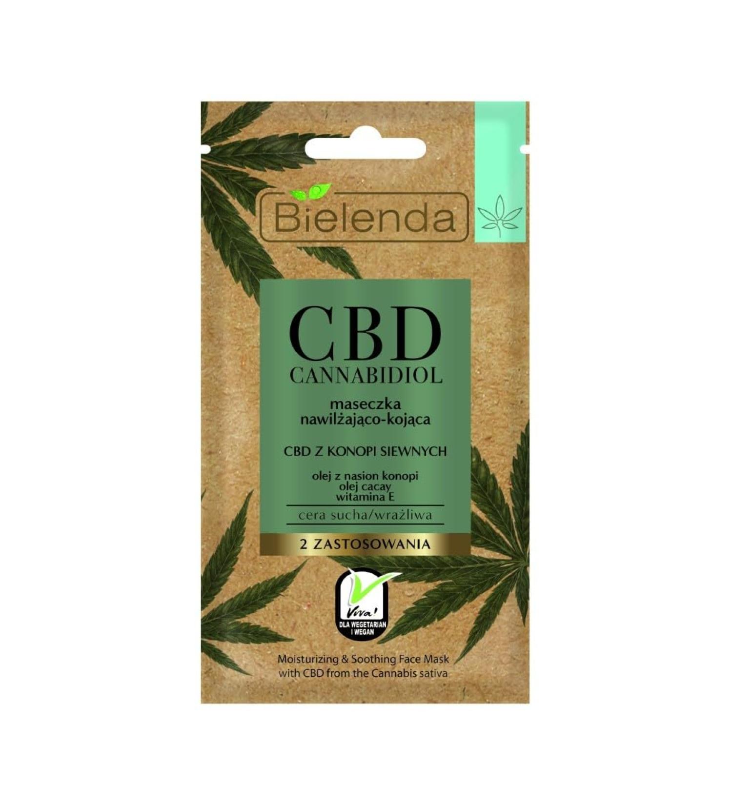 Bielenda Cbd Cannabidiol Moisturizing soothing mask with CBD from hemp seed dry sensitive skin 8 g