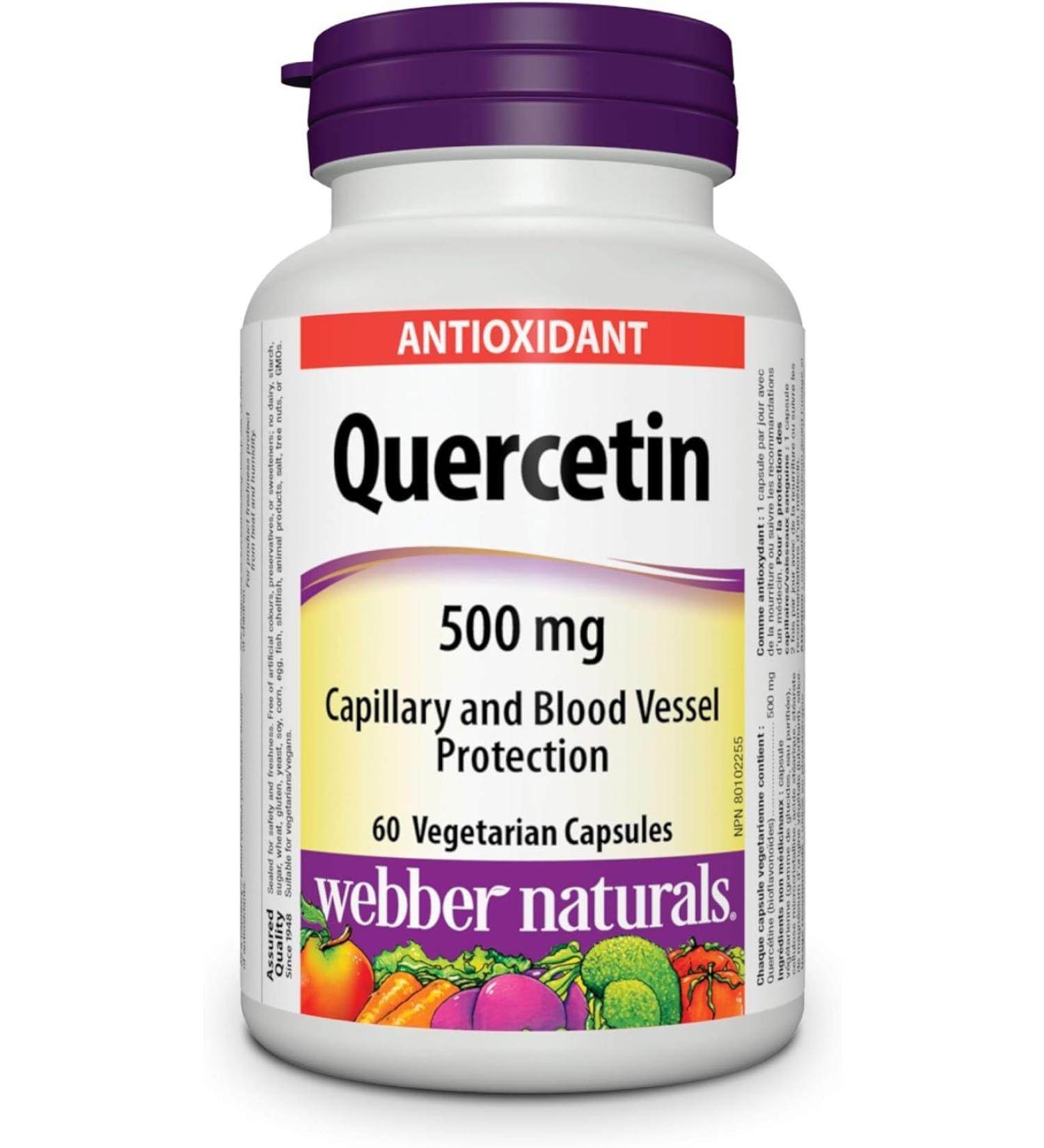 Webber Naturals Quercetin 500 mg 60 Capsules Antioxidant Support Vegan - Buy Online on GoSupps.com
