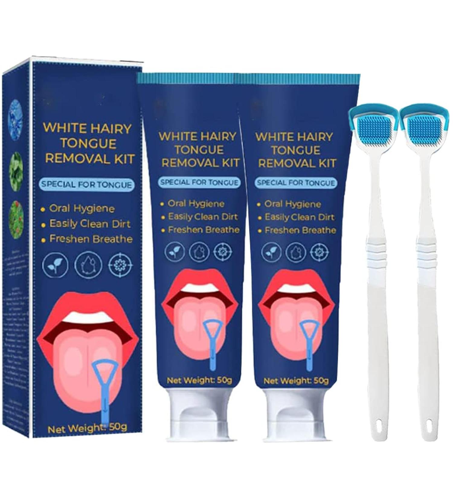 Canada White Hairy Tongue Removal Kit - Tongue Cleaner Gel and Scraper Set for Adults - Fresh Breath - 2PCS - Buy Online on GoSupps.com