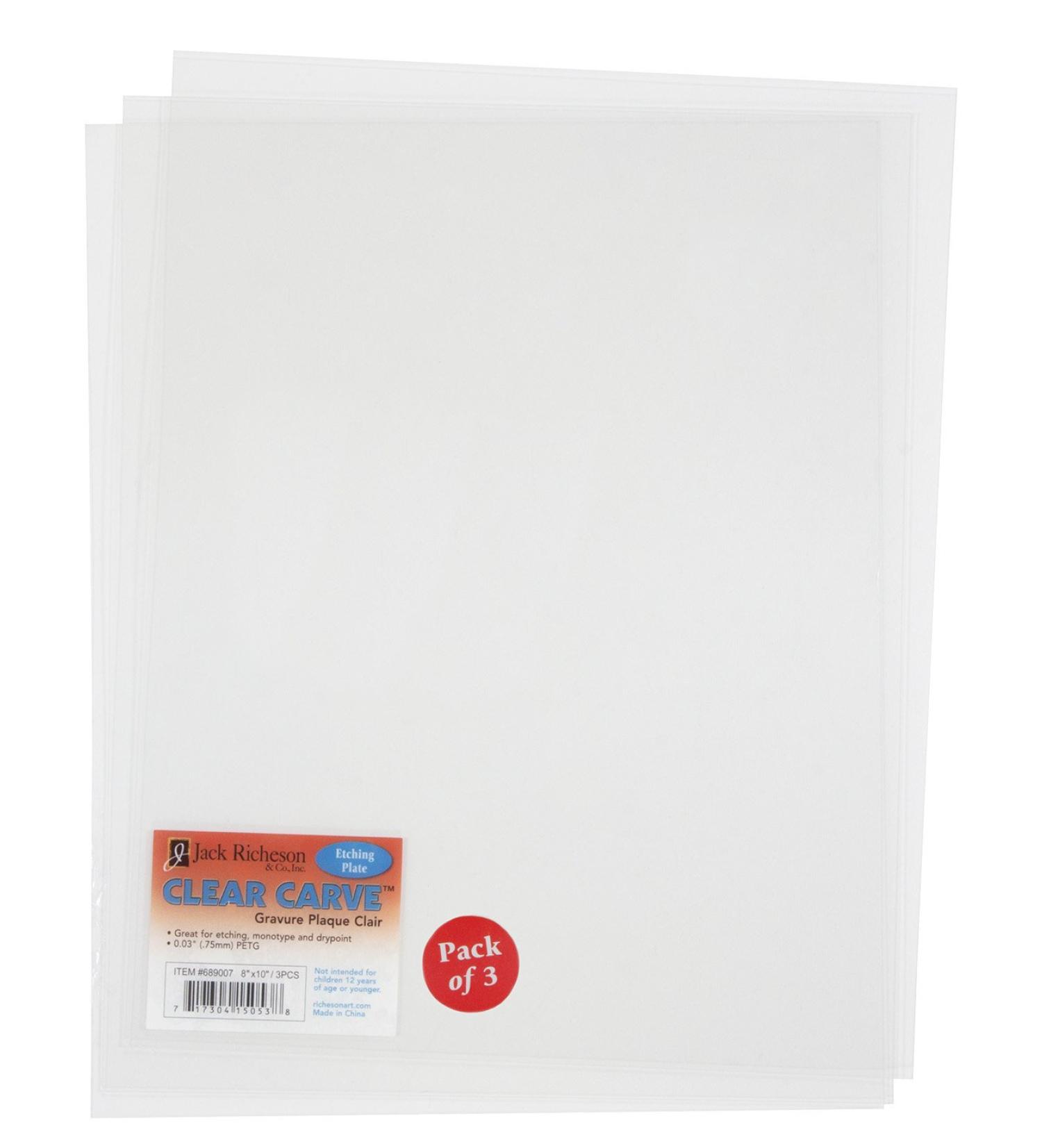 Jack Richeson Clear Carve 3 Pack Etching Plate 8" x 10"