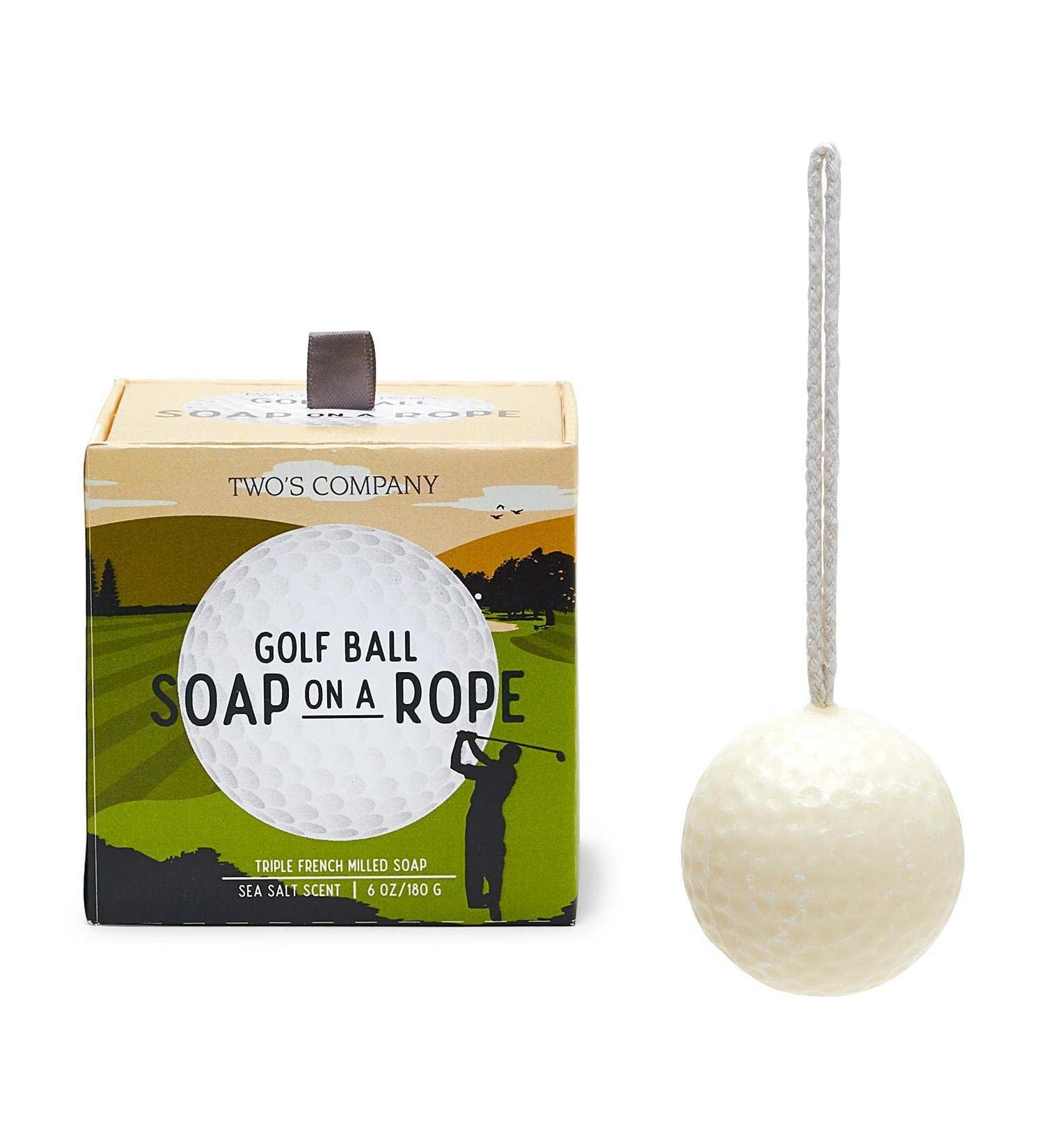 Shop Two's Company Golf Ball Soap on a Rope - Triple French Milled with Sea Salt Scent | Perfect Gift Box | 4.9 oz - Buy Online on GoSupps.com