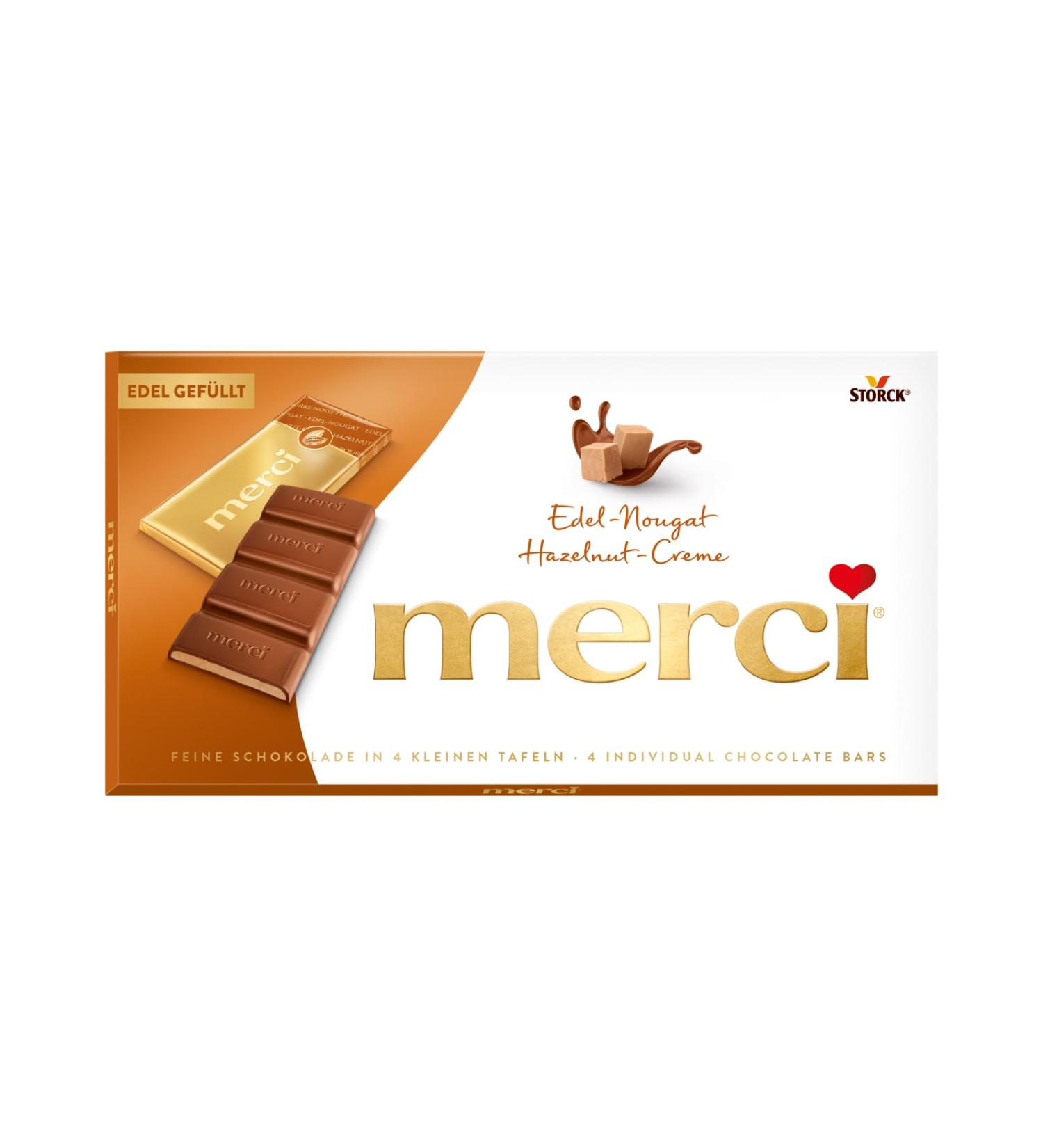 Shop Merci Panel Chocolate Noble Nougat 112g - Premium Milk Chocolate with 43% Nougat Filling | International Shipping Available - Buy Online on GoSupps.com
