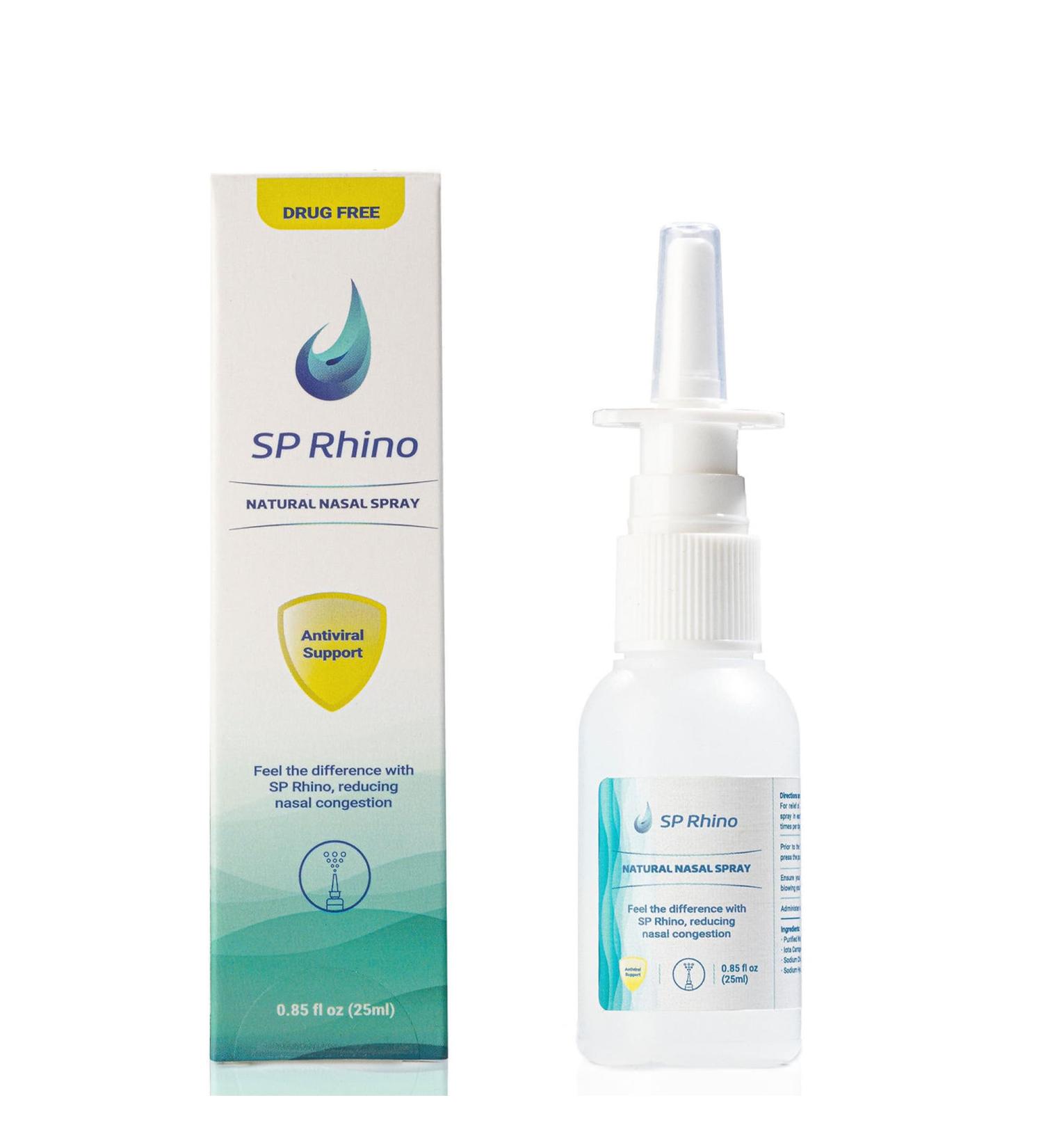 SP RHINO Natural Nasal Spray - Saline Nasal Spray decongestant Reduces Snoring, Relieves Allergy & Sinus Congestion - Family-Safe Moisturizing Mist - Non-Medicated, Steroid-Free, Preservative - 25ml - Buy Online on GoSupps.com