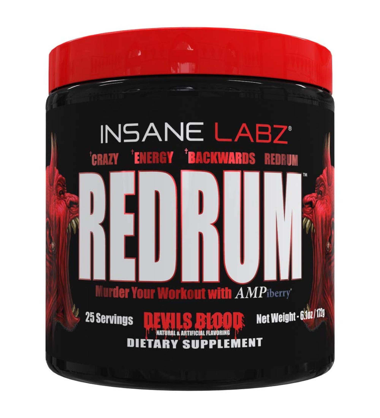 Insane Labz Redrum High Stim Pre Workout NO Booster Powder - Devil's Blood Black Cherry - 25 Servings - Buy Online on GoSupps.com